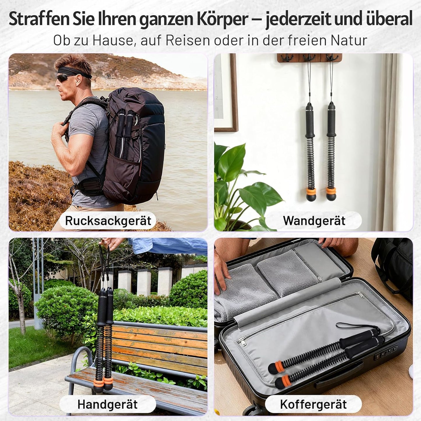 Battle Rope mit variablem Widerstand, Schwarz