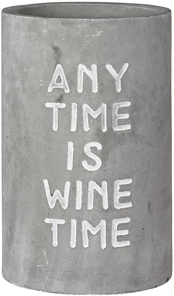 Beton-Weinkühler "Any Time is Wine Time", D 13,5 cm | H 21,5 cm Grau