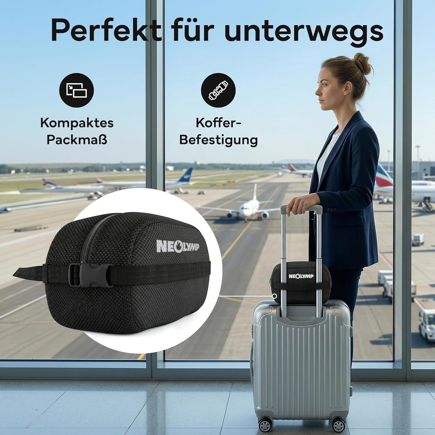 Reisekissen mit Kinnstütze, Nackenkissen Verstellbar