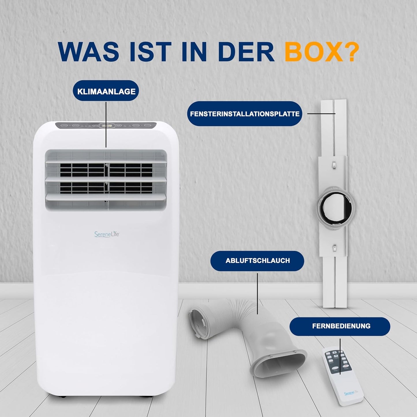 Mobiles Klimagerät 9000BTU mit Abluftschlauch, 9,000 BTU EU
