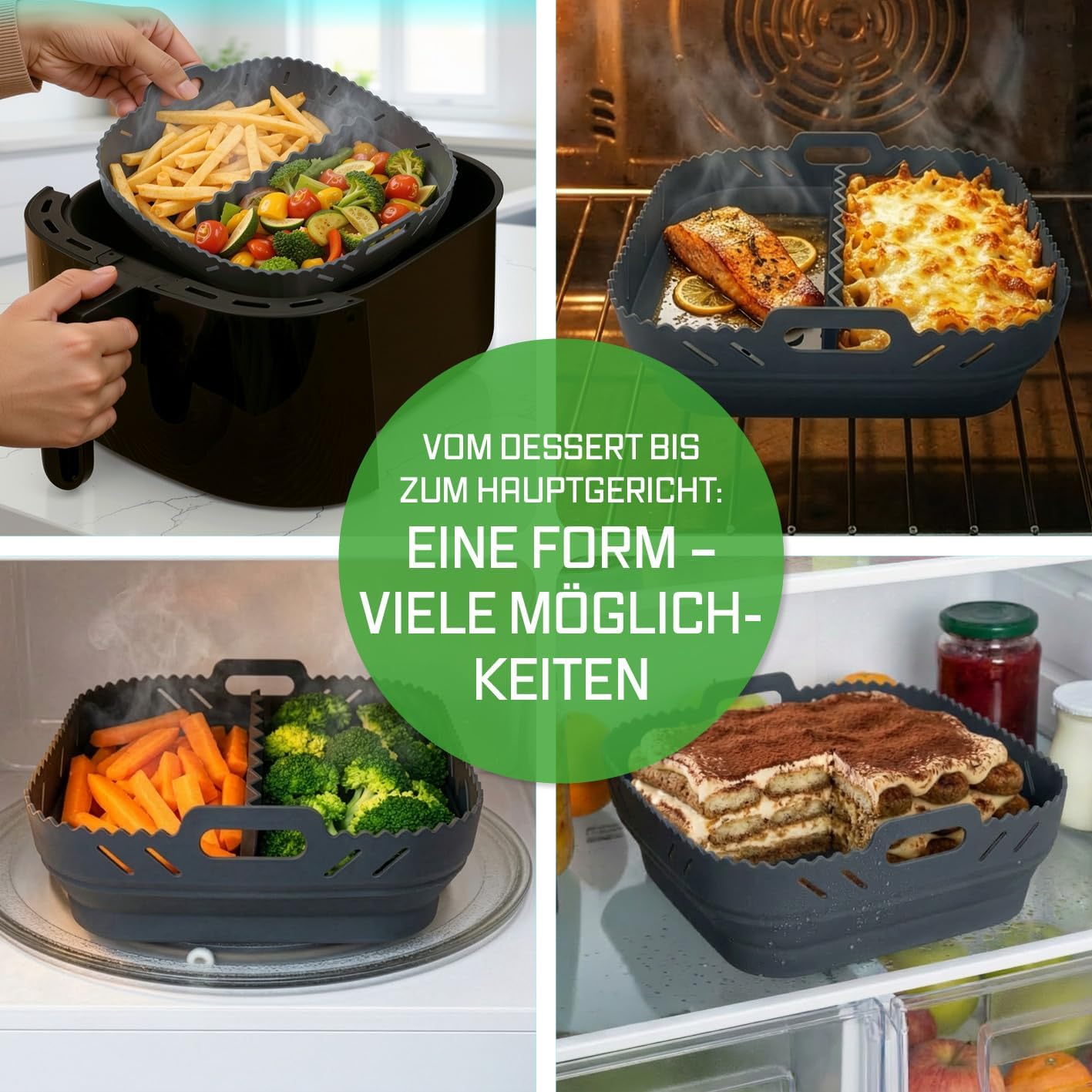 Silikonform mit Trennwand für Heissluftfritteusen
