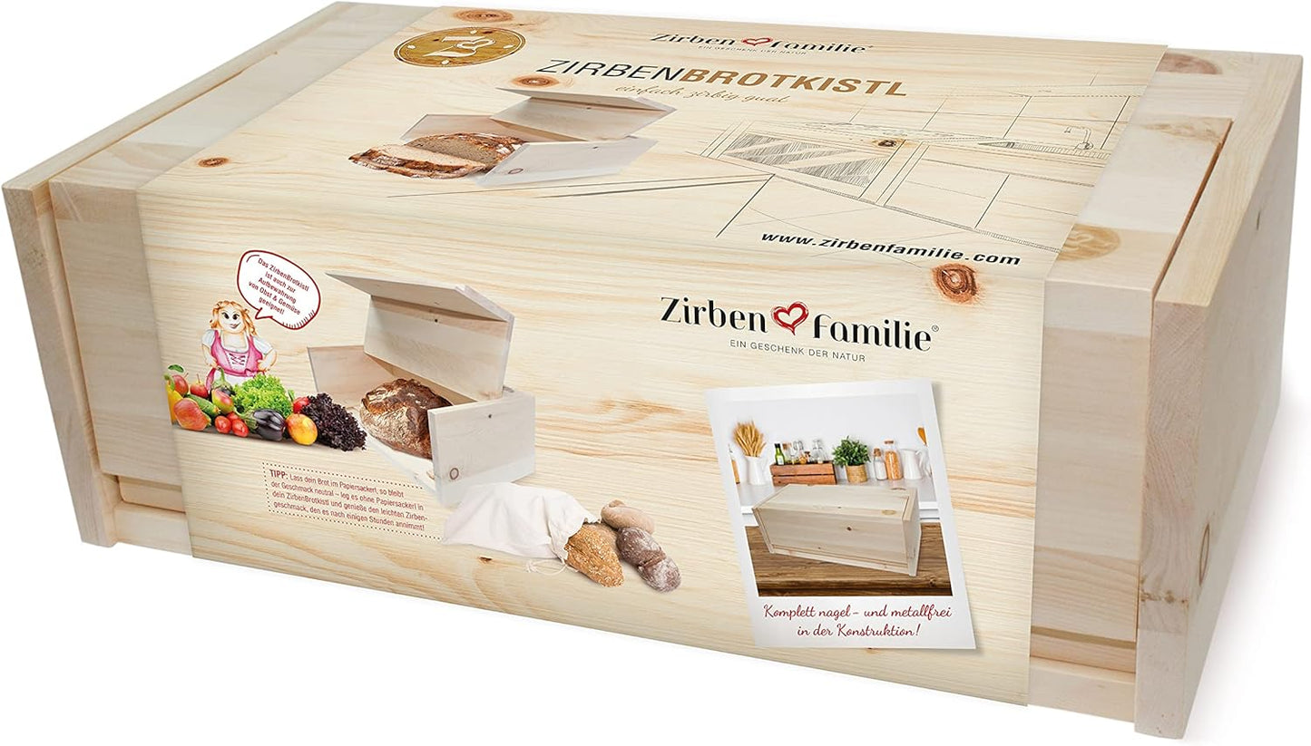 Brotkasten aus duftendem Zirbenholz (45x16x25 cm)