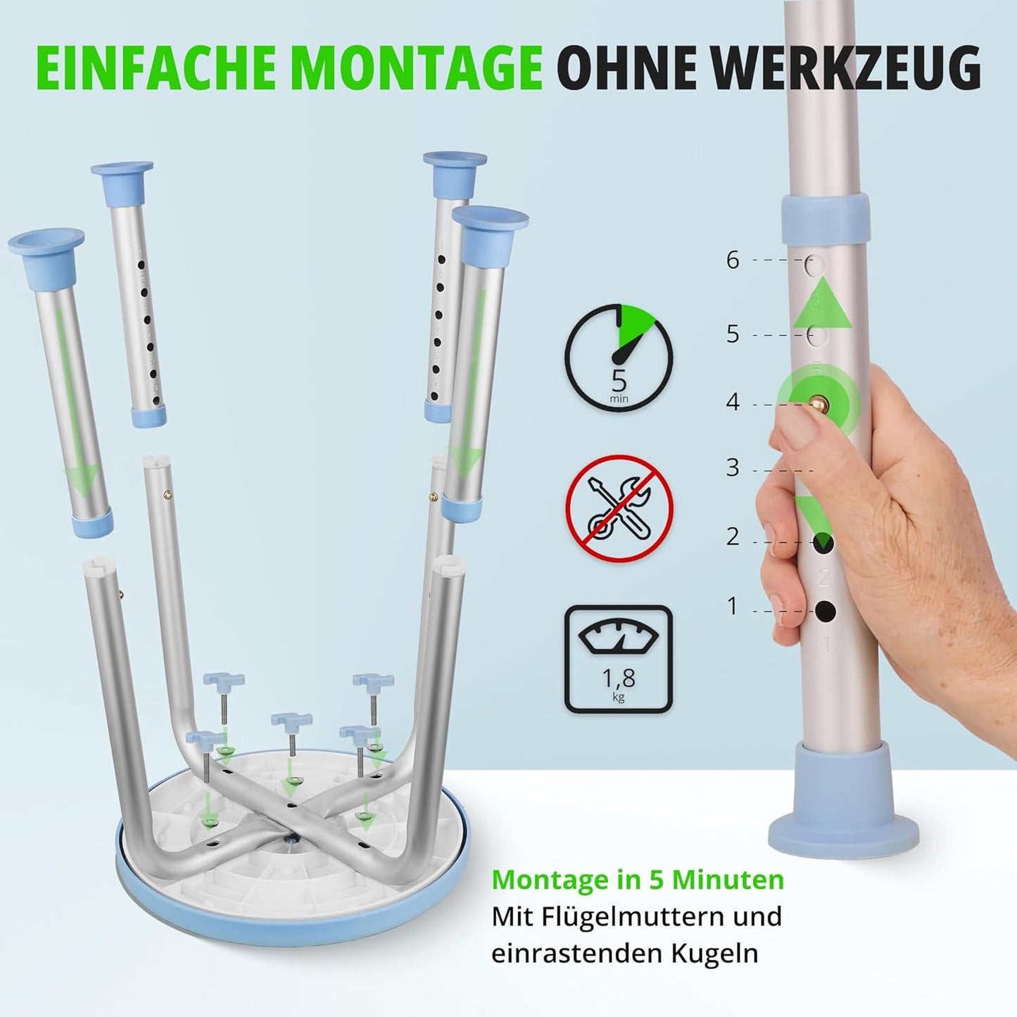 Drehbarer Duschhocker, höhenverstellbar