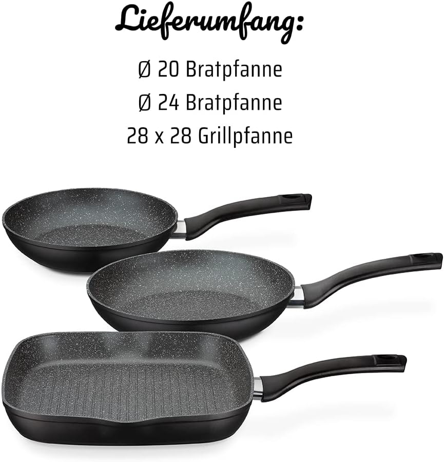 3-teiliges Pfannen-Set Gourmet Granit