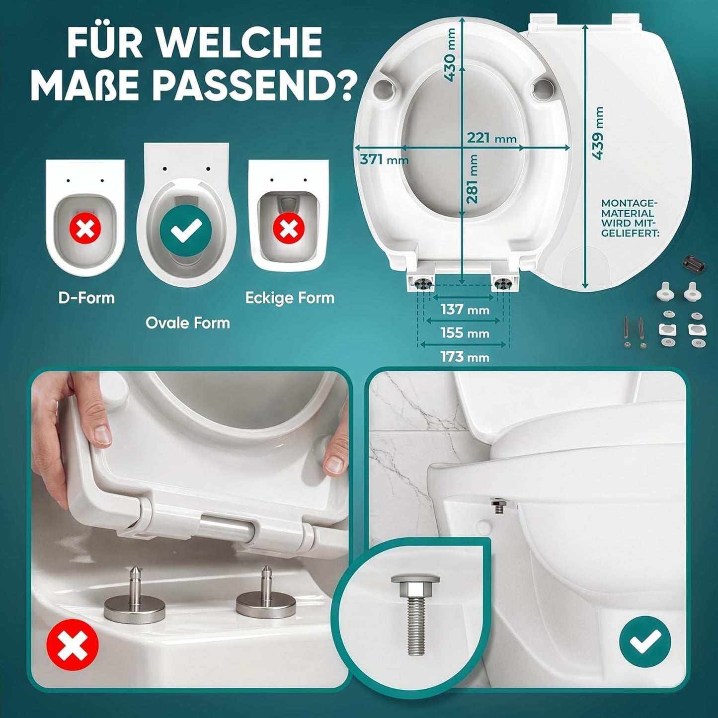 WC Sitzerhöhung mit Absenkautomatik, 7,5 cm, 250 kg