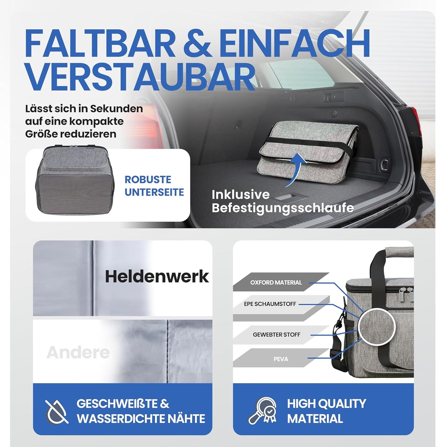 Faltbare isolierte Kühlbox, Hellgrau 20L