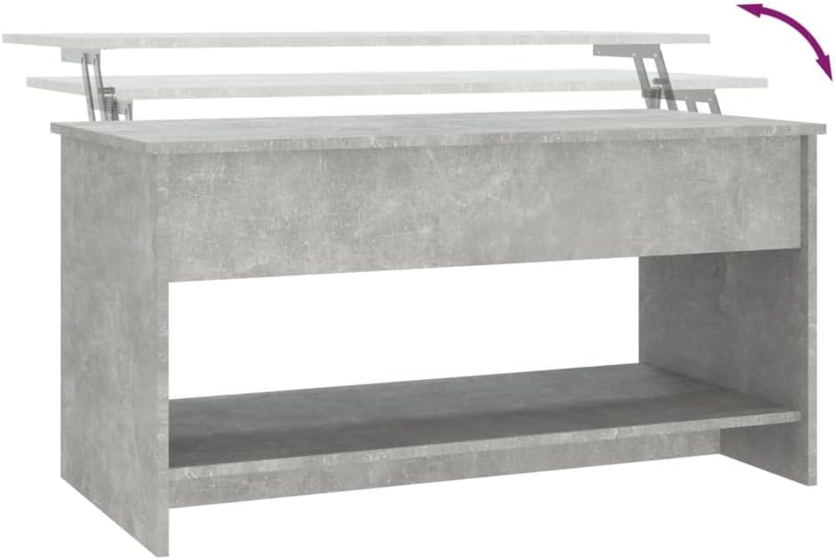 Couchtisch mit verstellbarer Tischplatte, Betongrau 102 x 50 x 52.5 cm