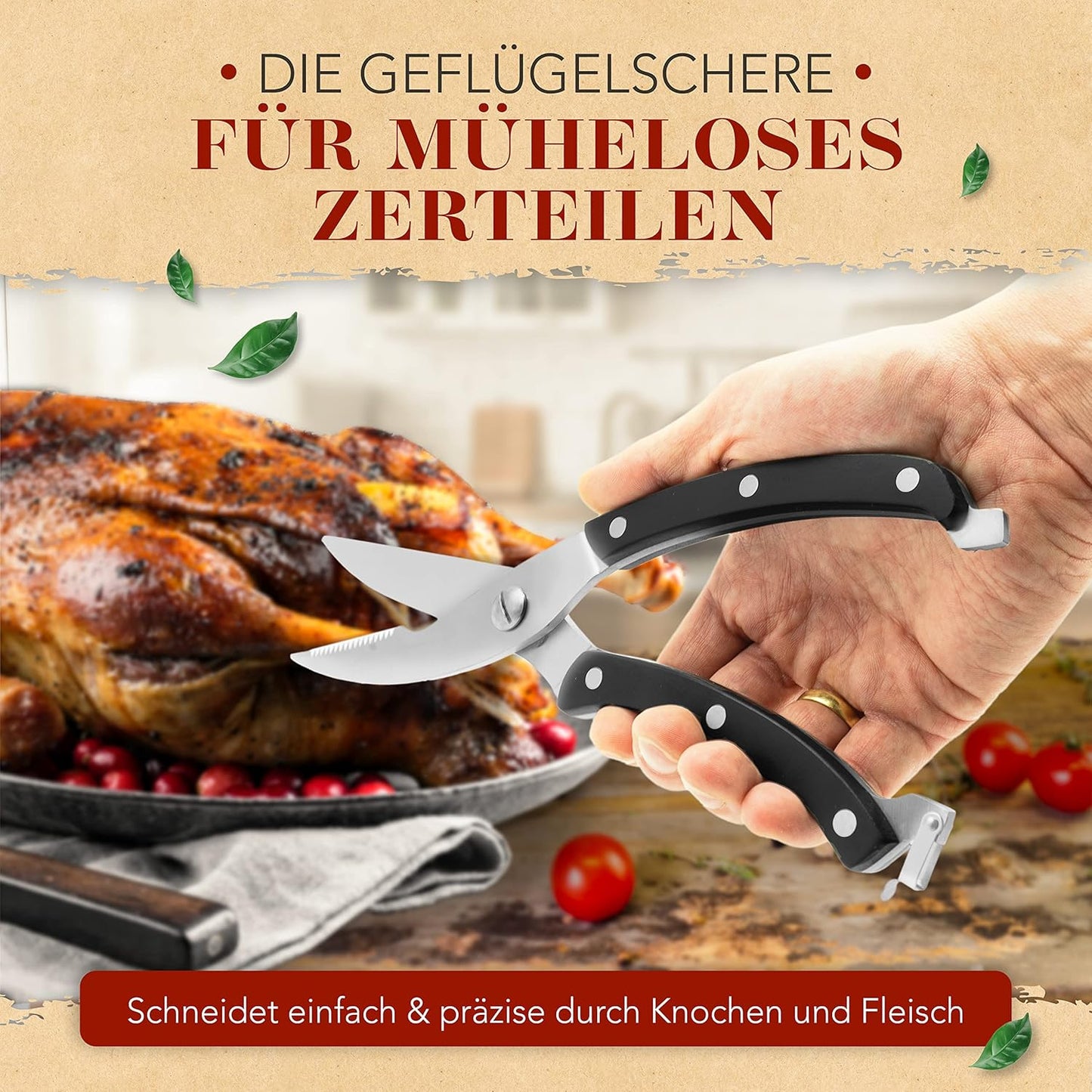 Bräter mit Geflügelschere, 38cm+Geflügelschere