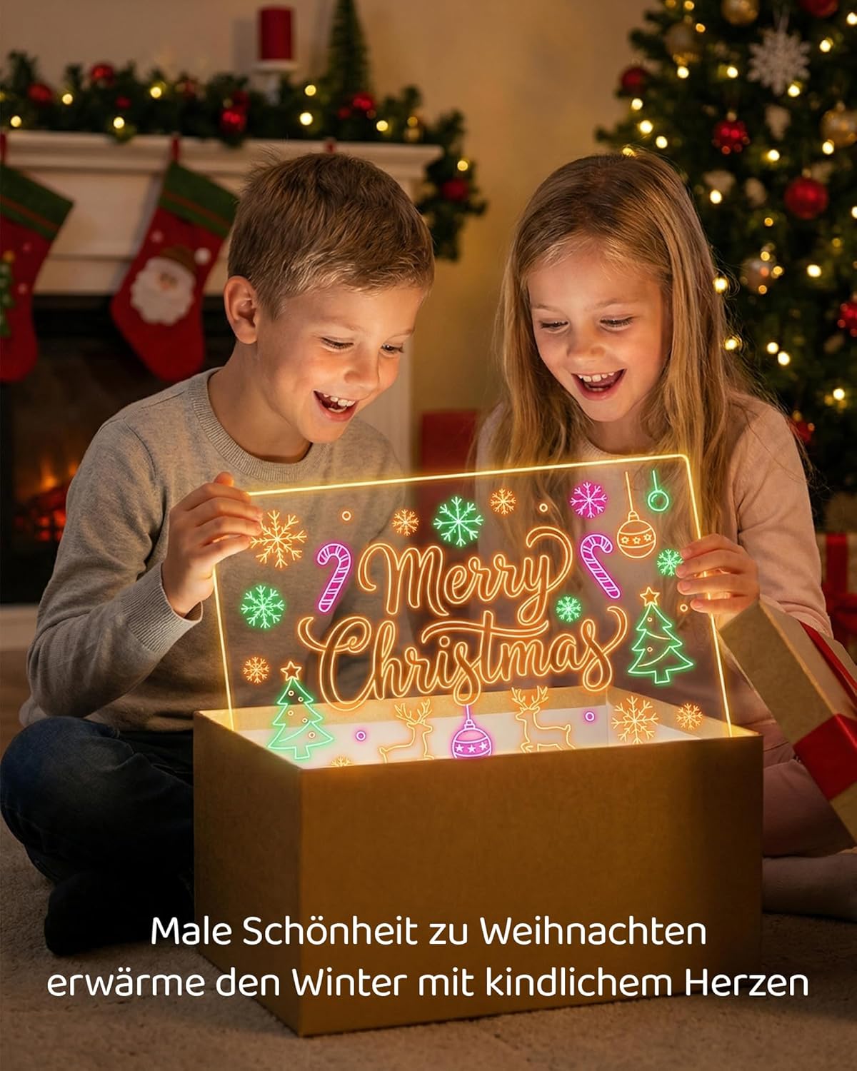 LED-Zeichentafel für Kinder mit 7 Stiften, Weiss 16 Zoll