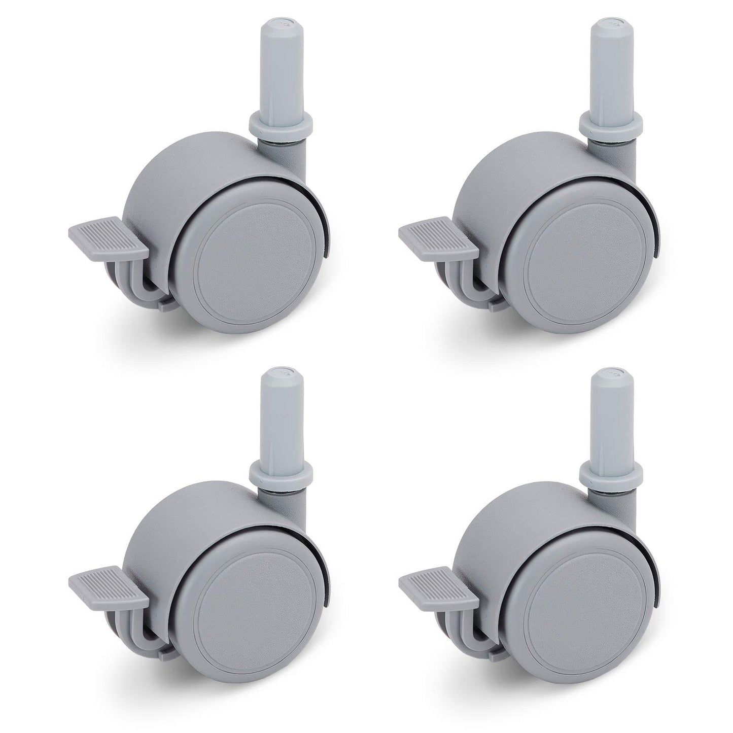 4er-Set Parkettrollensatz mit Bremse für Kindermöbel, 4 Stück (1er Pack) grau