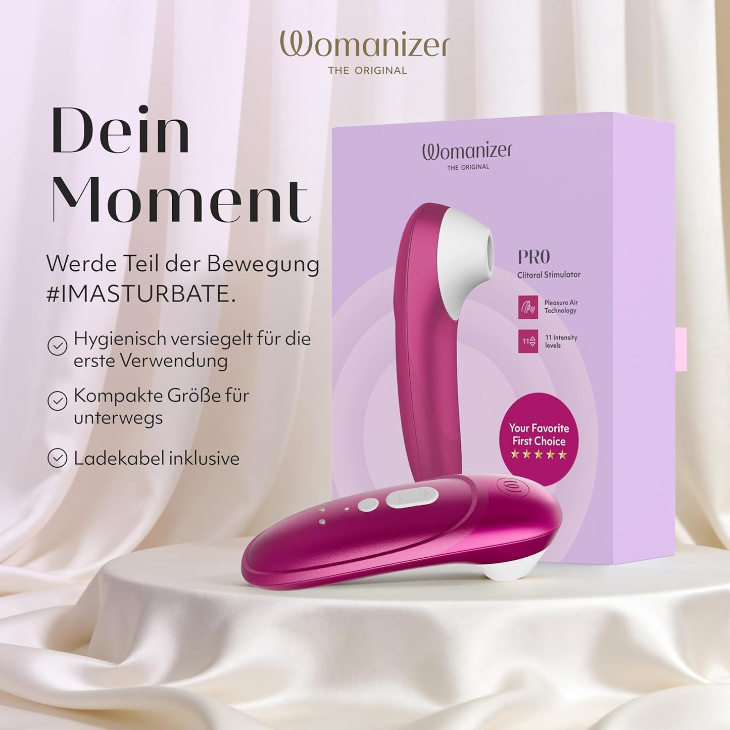 Pro Klitorisstimulator mit 11 Intensitätsstufen, Rosa