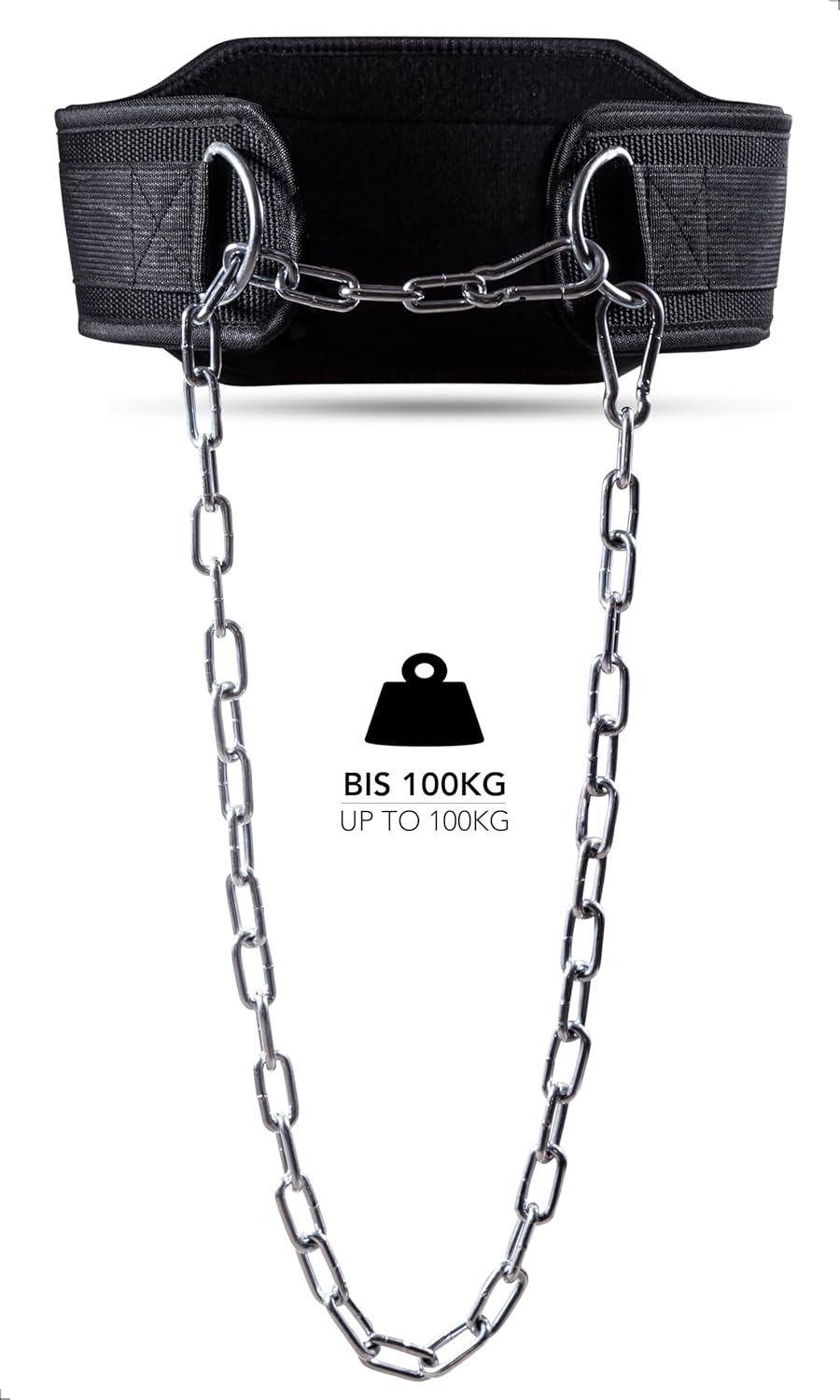 Dip Gürtel mit Kette und Karabiner für Krafttraining, Camo Einheitsgröße