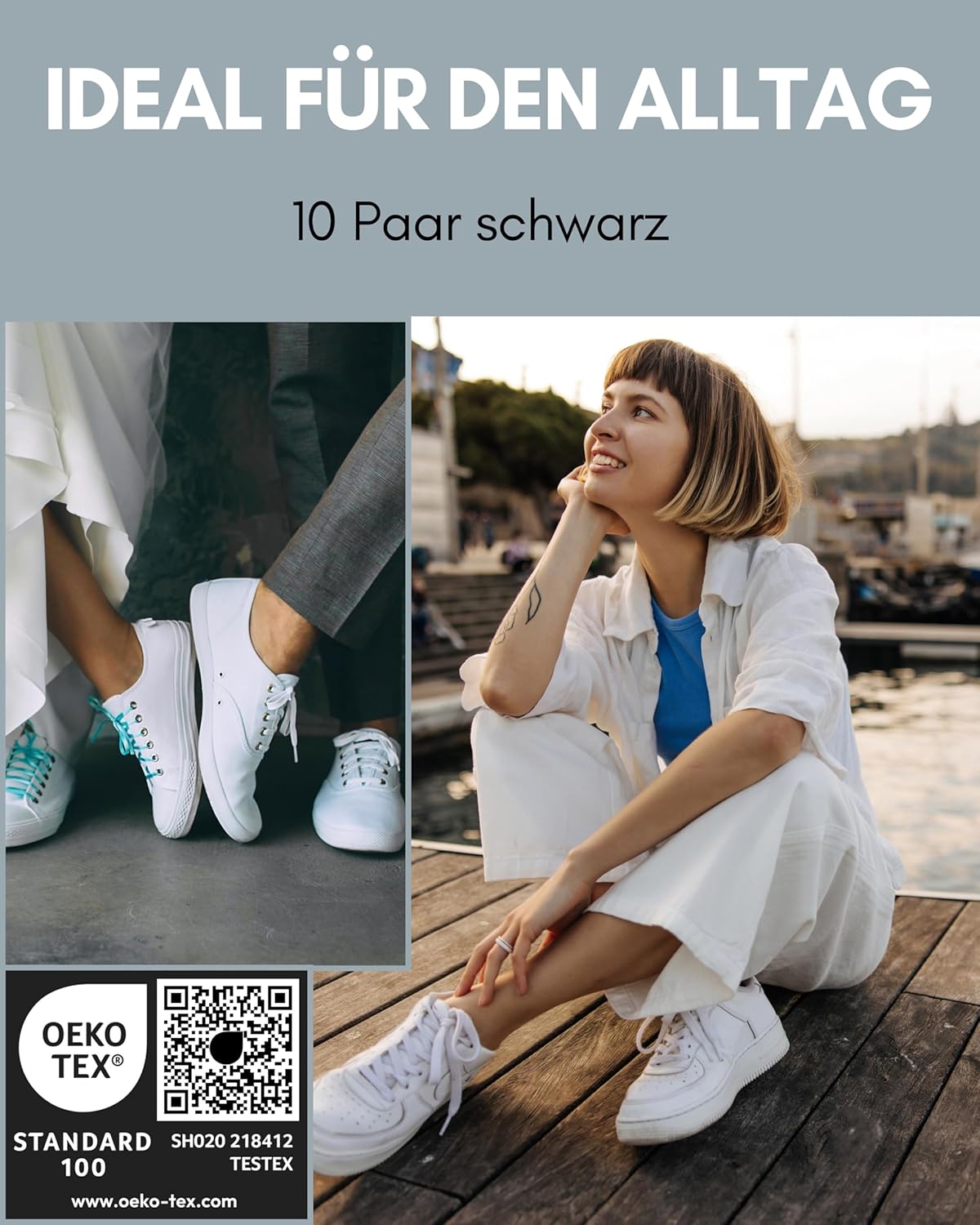Füsslinge ohne Verrutschen und atmungsaktive, 39-42 10x Schwarz
