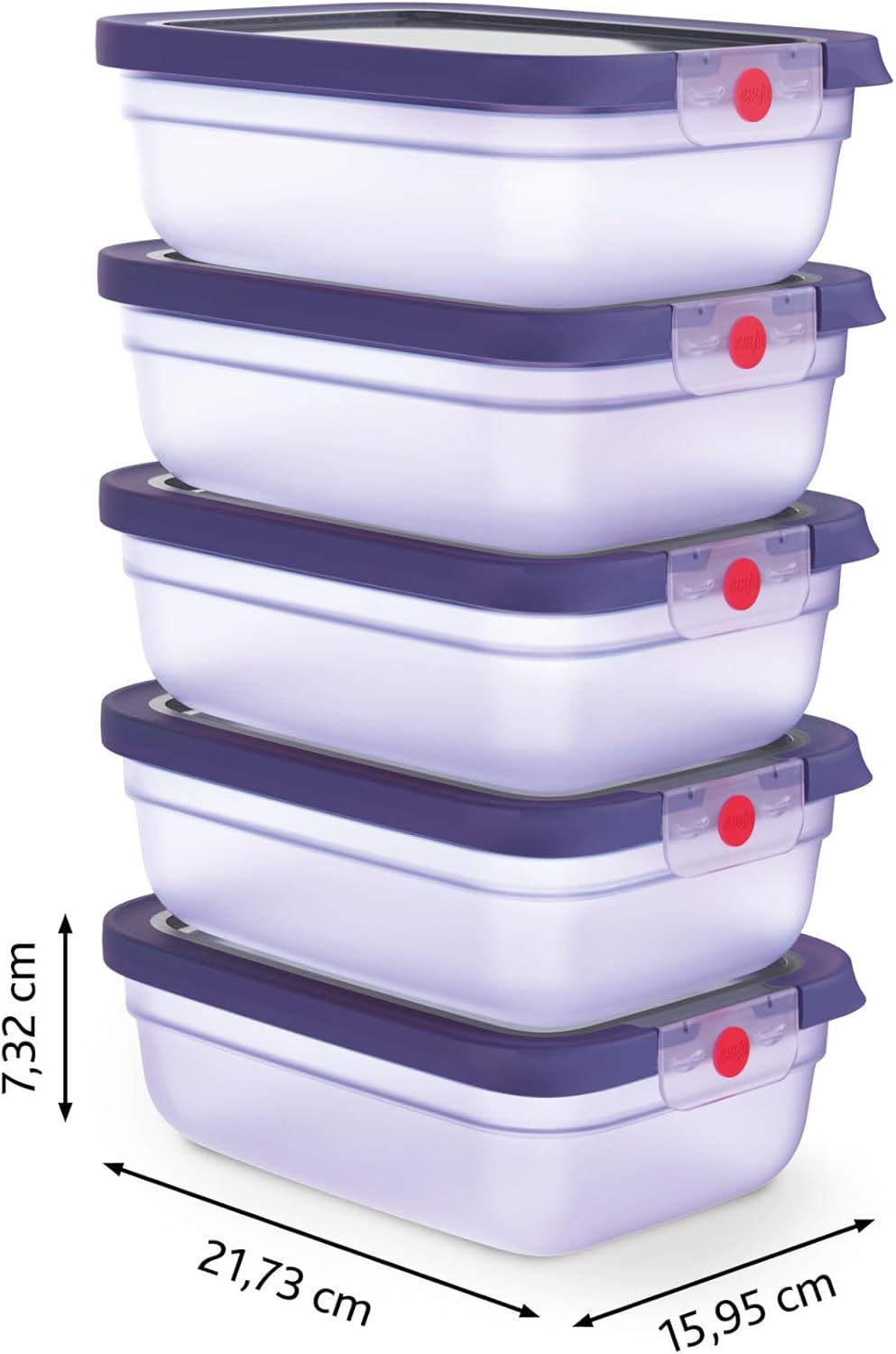 oneClick Frischhaltedosen, Set 5 (1,2L) Violett