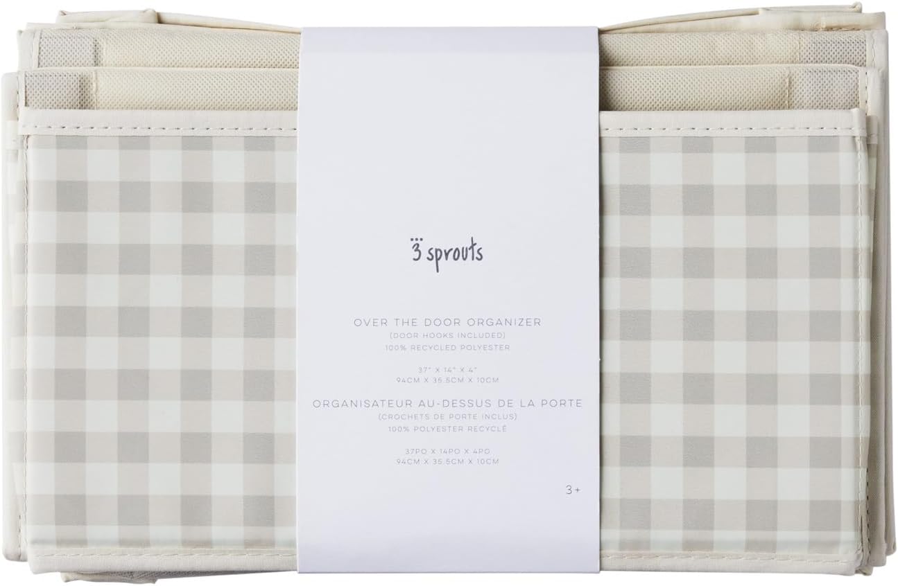 Hängeorganizer für Tür (Ideal für Bad & Kinderzimmer), Gingham Beige
