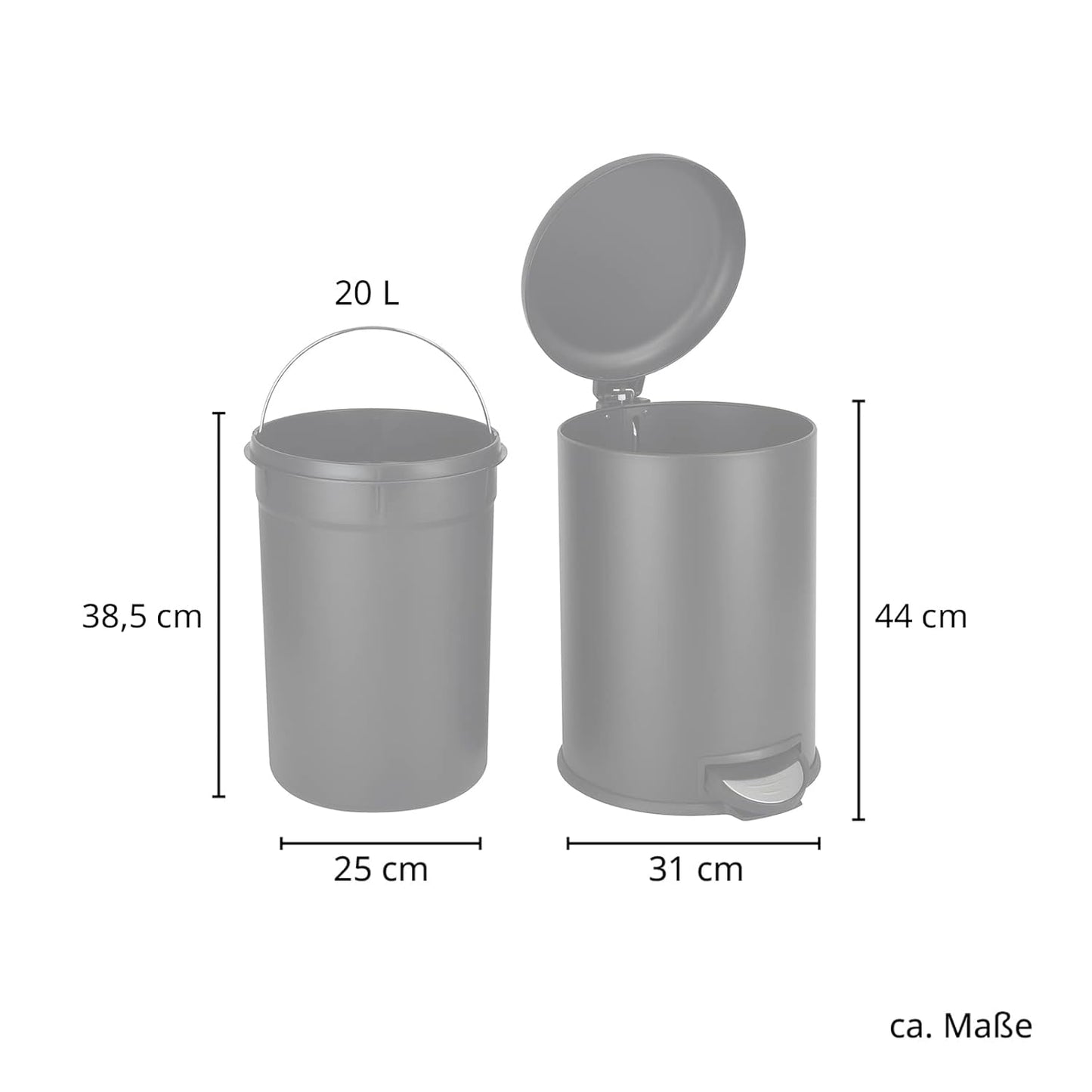 T20 Treteimer mit Inneneimer (20 Liter), Schwarz