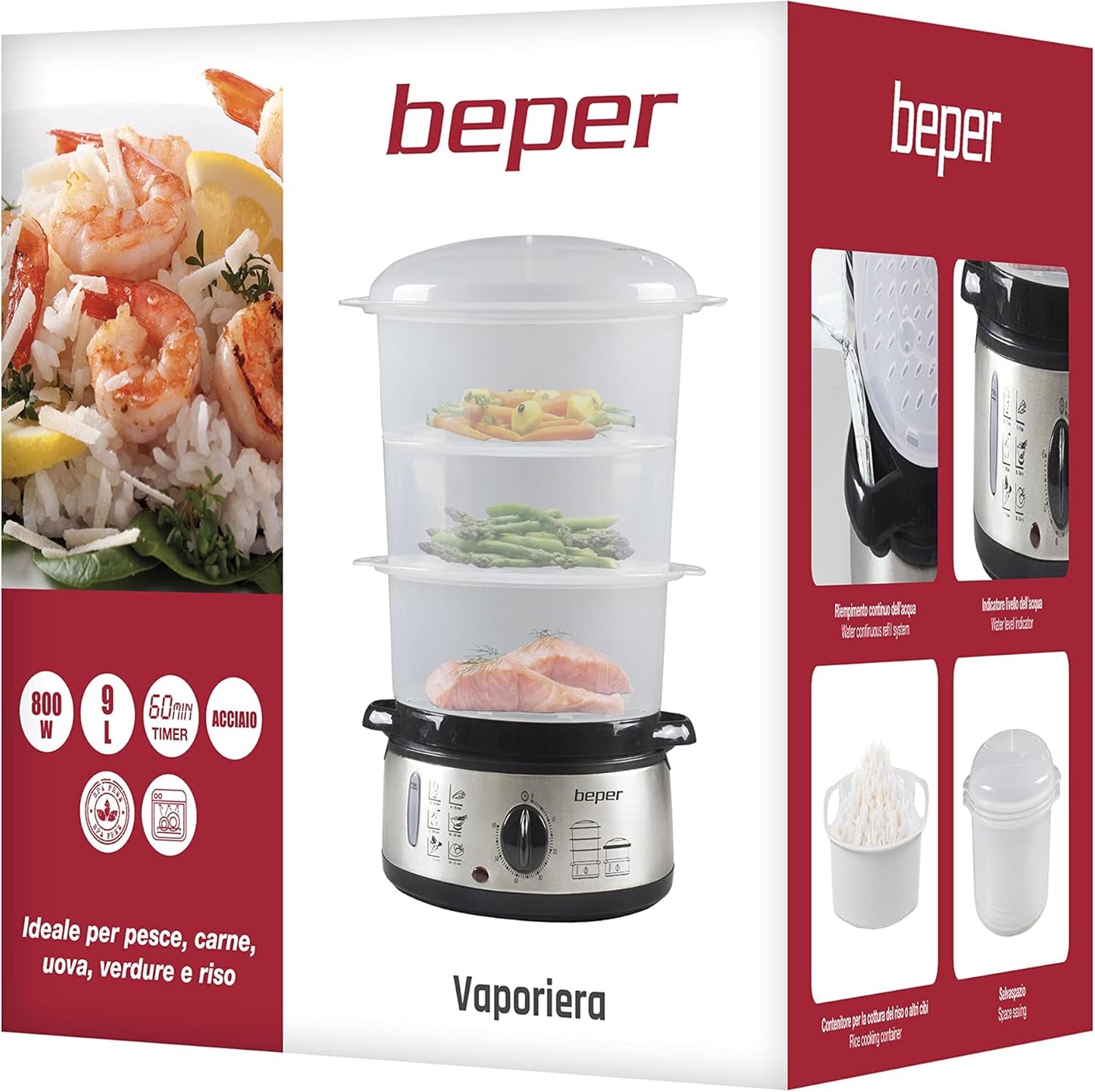 BC.250 Dampfgarer mit Reiskocher, 9 LITRES