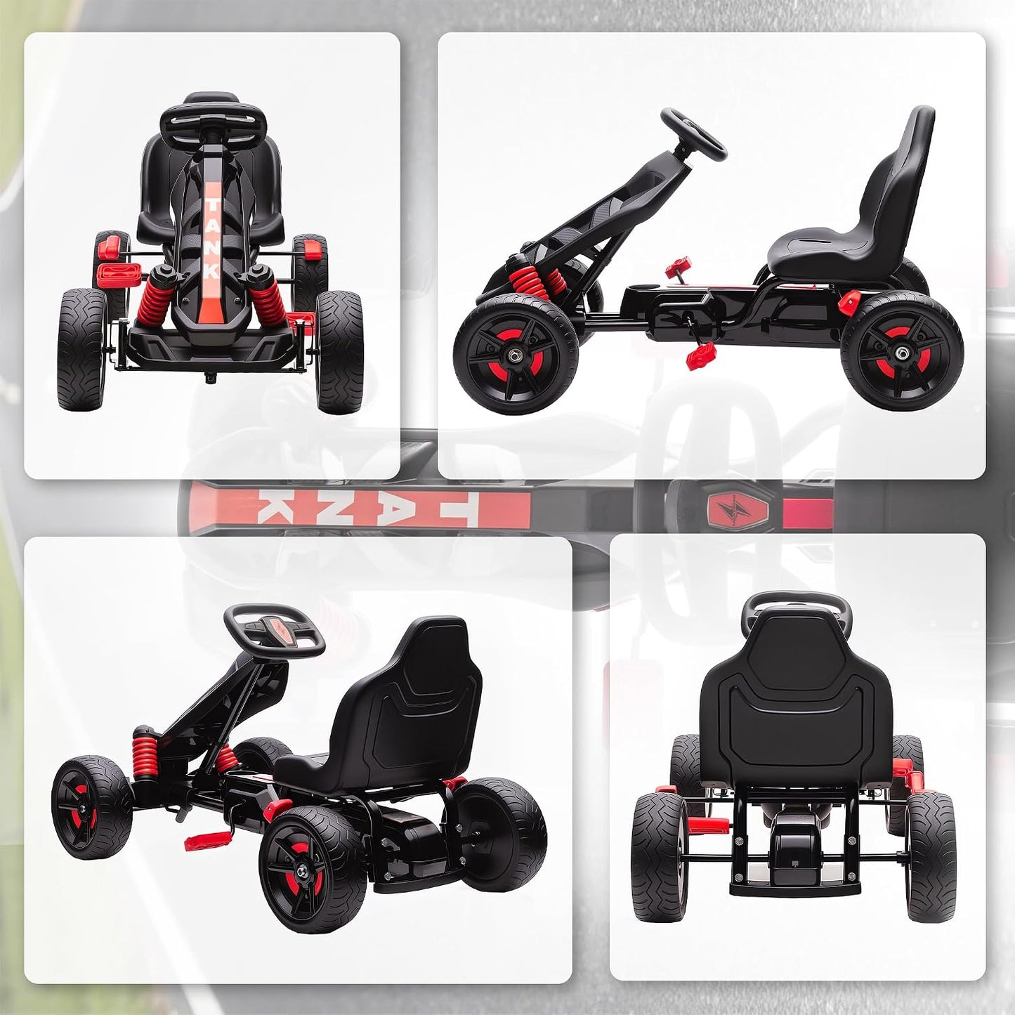 Gokart Tretauto mit Handbremse, Rot