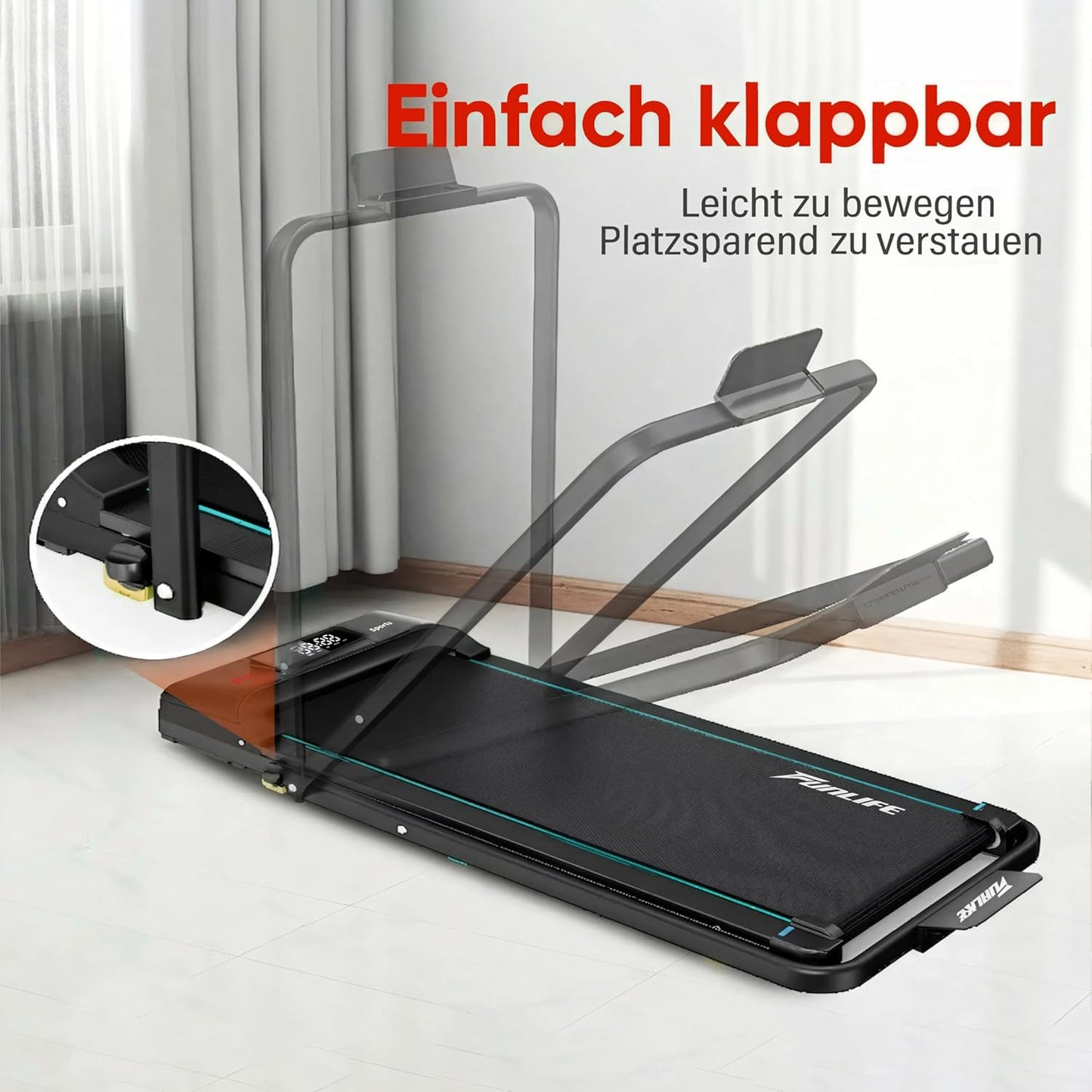 3-in-1 klappbares Laufband F1, Blau