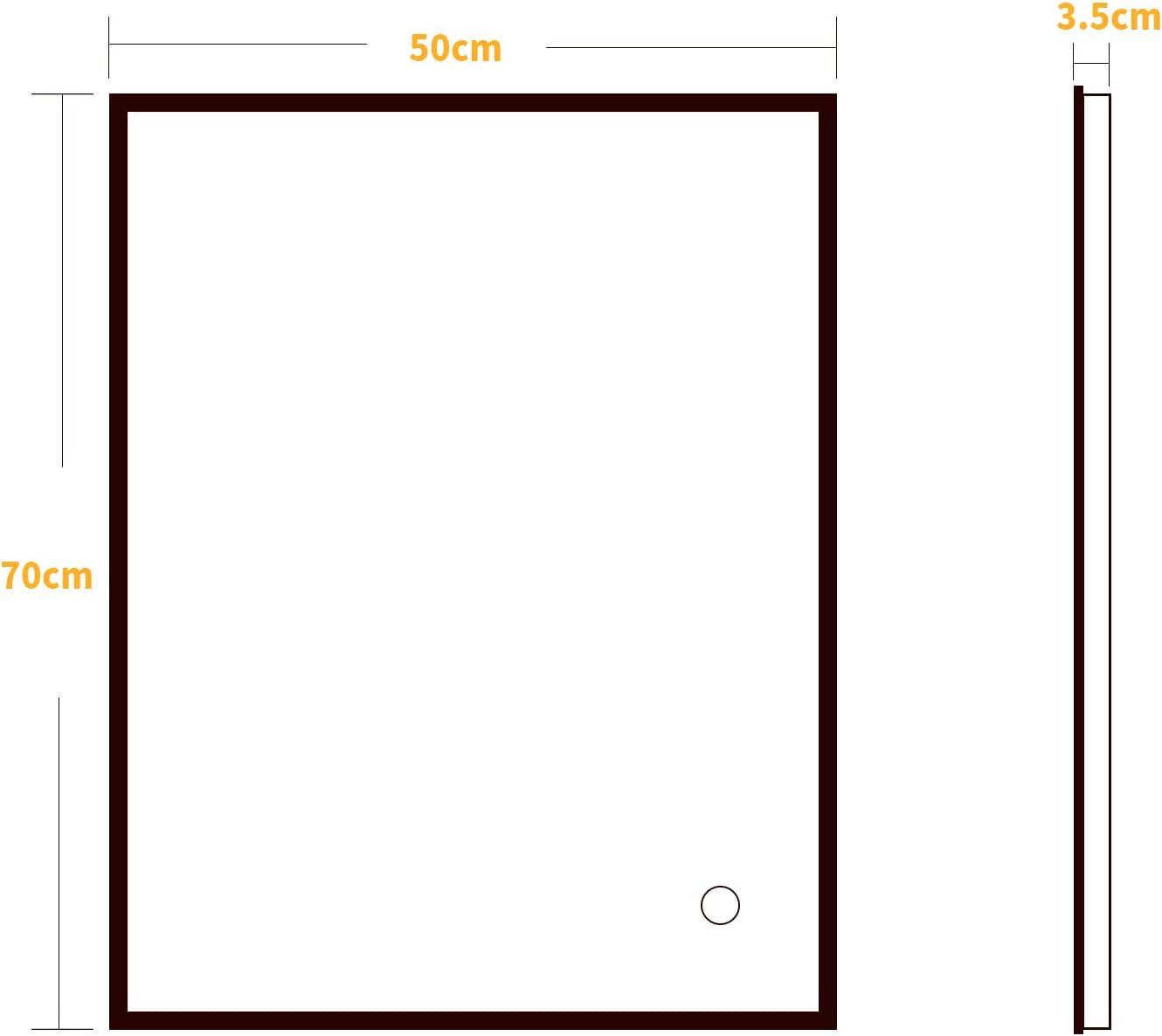 LED-Badezimmerspiegel 50x70cm dimmbar mit Touchschalter, 70L x 50B cm, 1 Touchschalter + 3 Lichtfarben