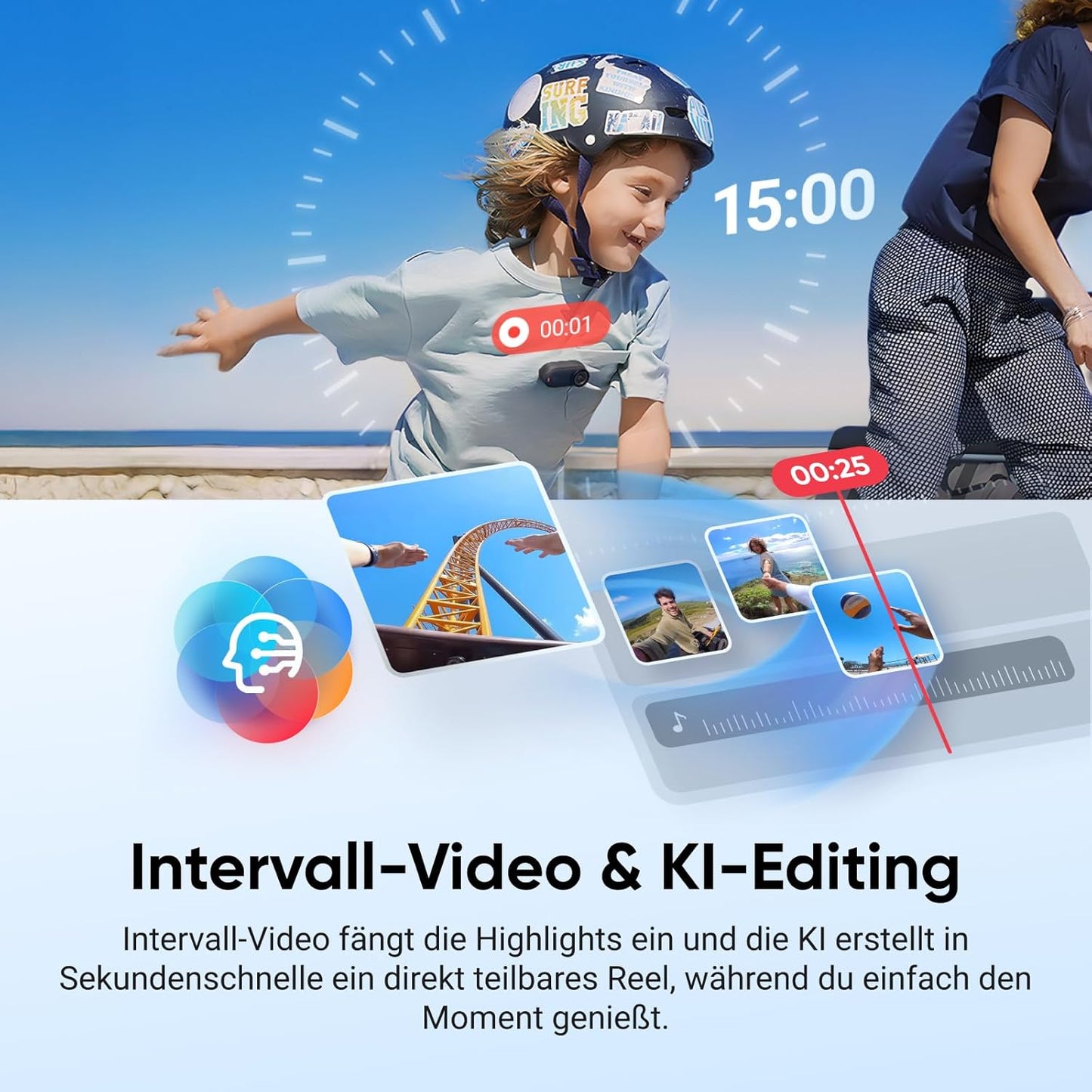 Helmintegrierte 4K Vlogging-Kamera für Motorrad-Perspektive, Nachtschwarz Motorrad-POV-Bundle (Sonderedition)