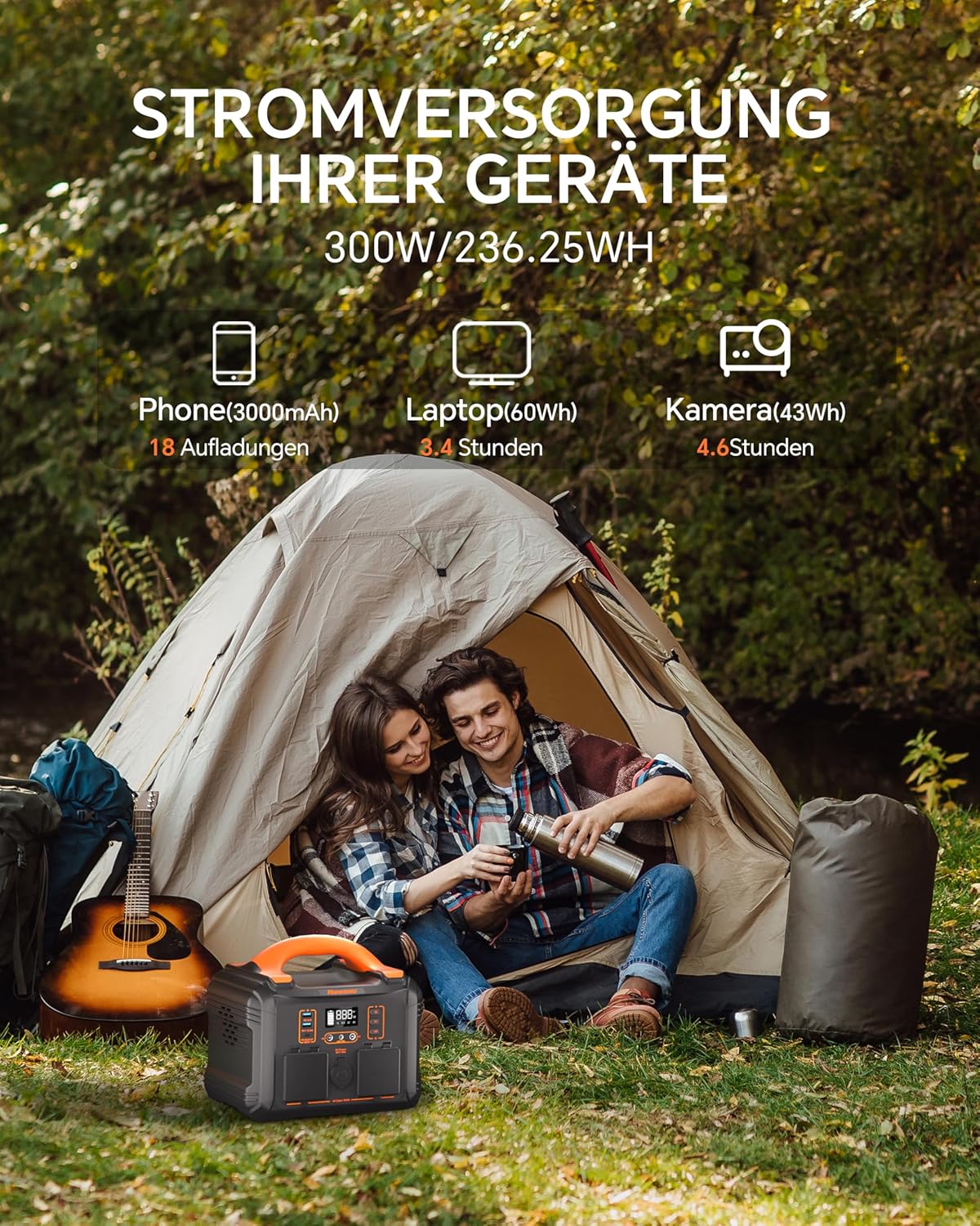 Tragbare Powerstation 300 W, 236Wh Schwarz