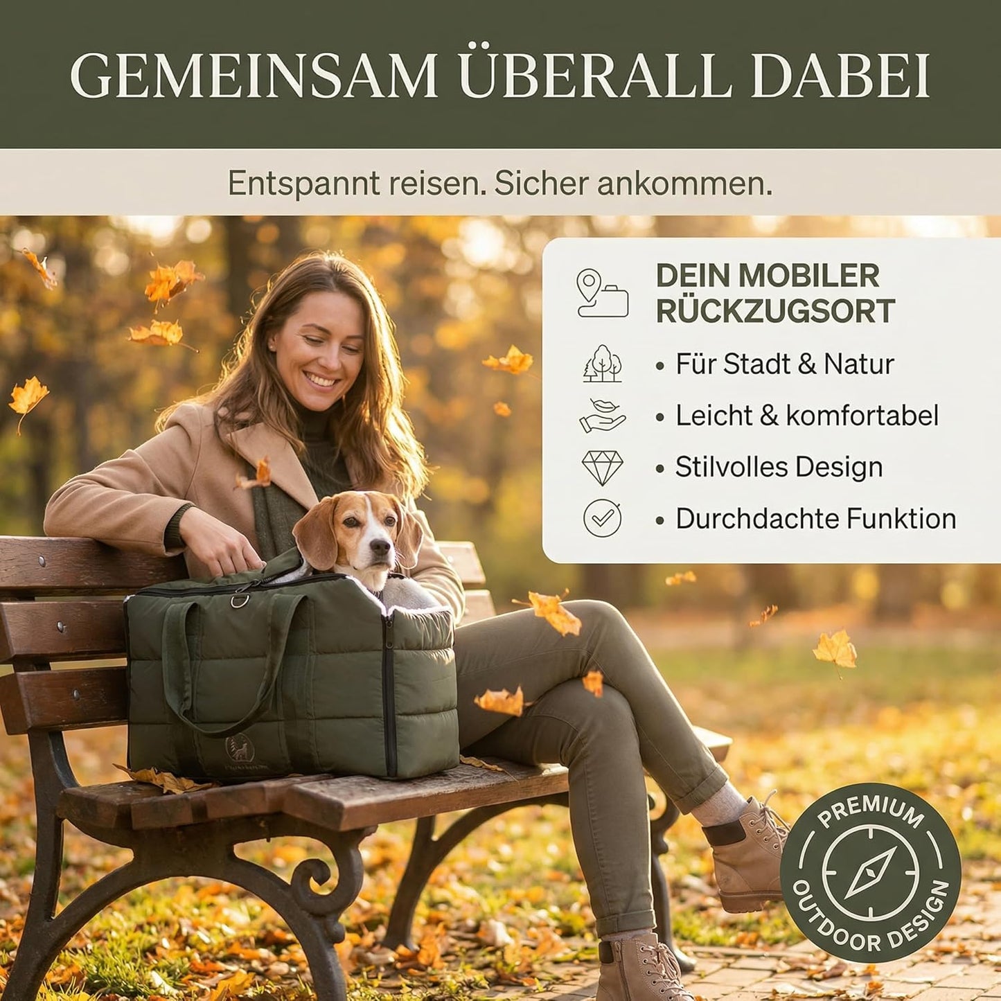 2-in-1 Hundetasche und Reisedecke, Olive Green