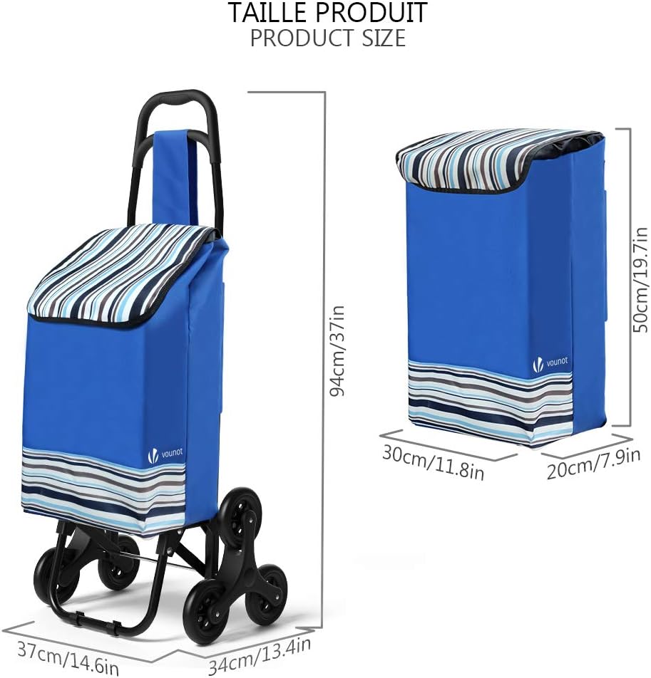 Klappbarer Einkaufstrolley mit Treppensteiger, Blau