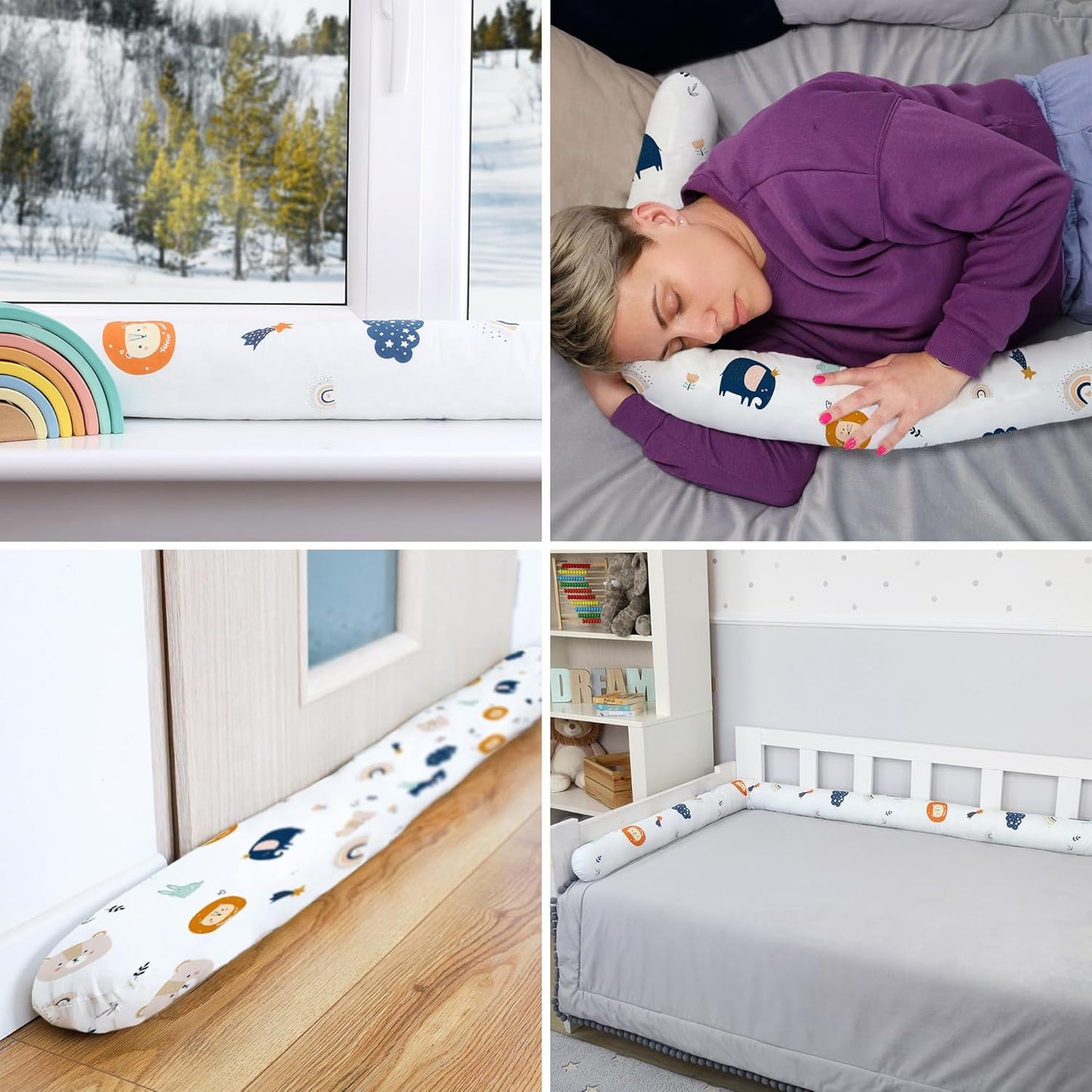 Bettschlange mit Regenbogen, 200 cm Marineblau mit Regenbogen