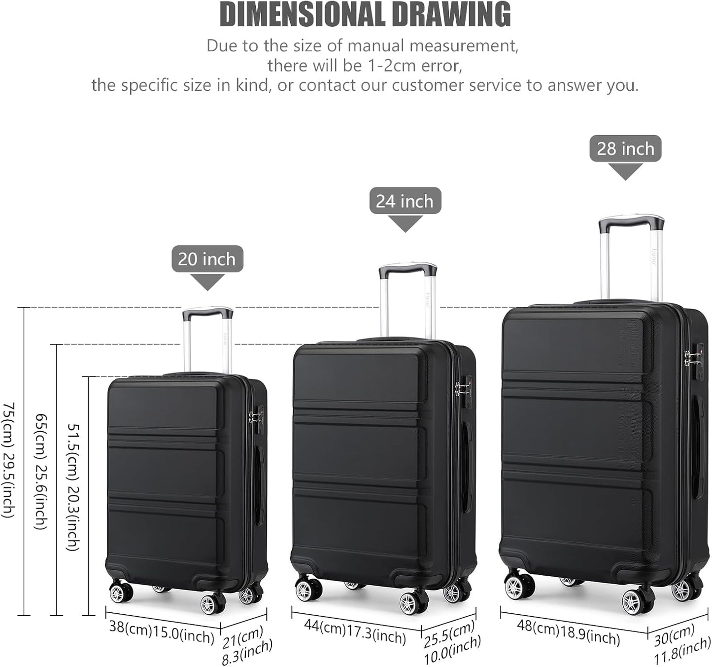 Trolley Reisekoffer M (55cm), M (55cm) Schwarz