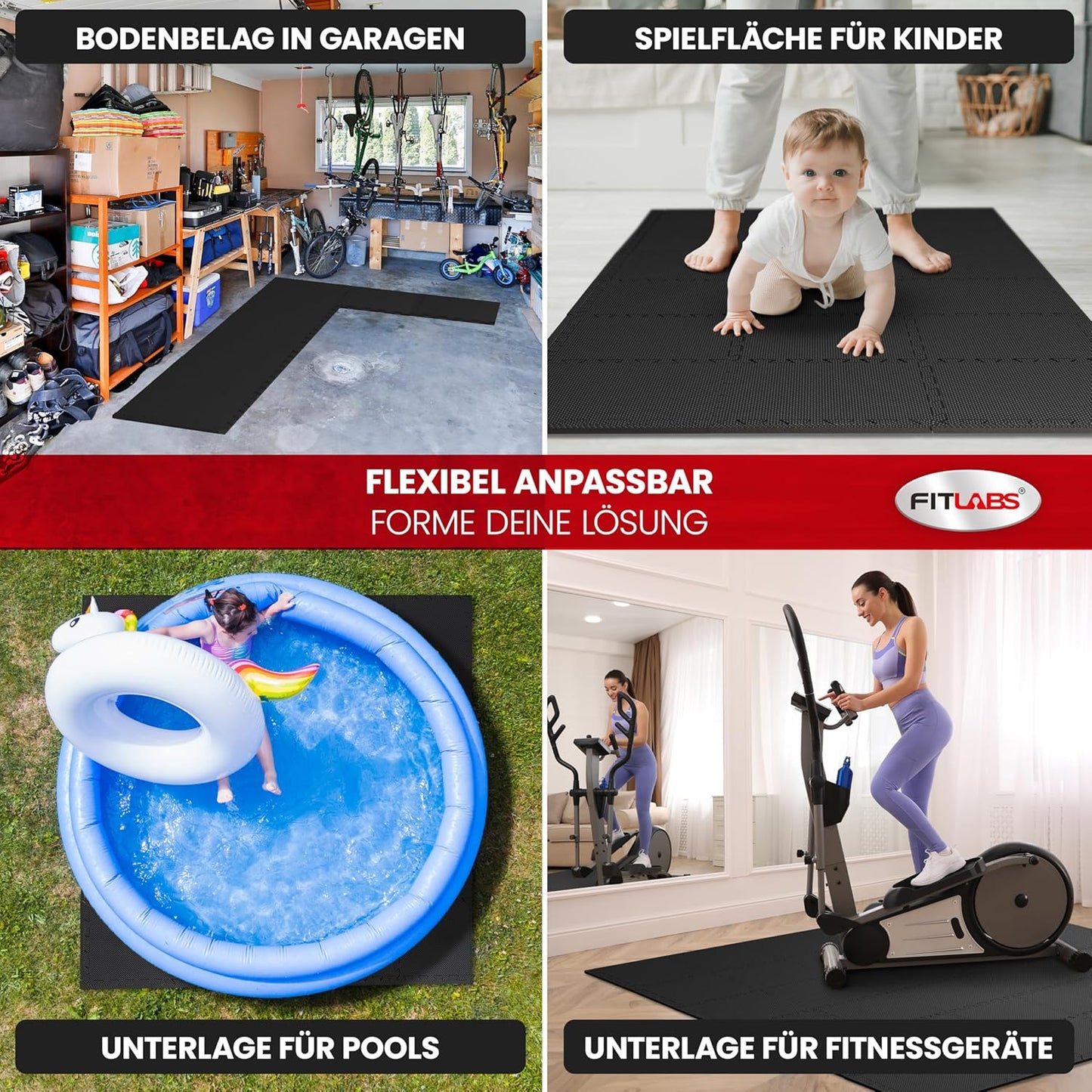 Bodenschutz-Trainingsmatten Set, Anthrazit | 18 Matten | 1,5 m²