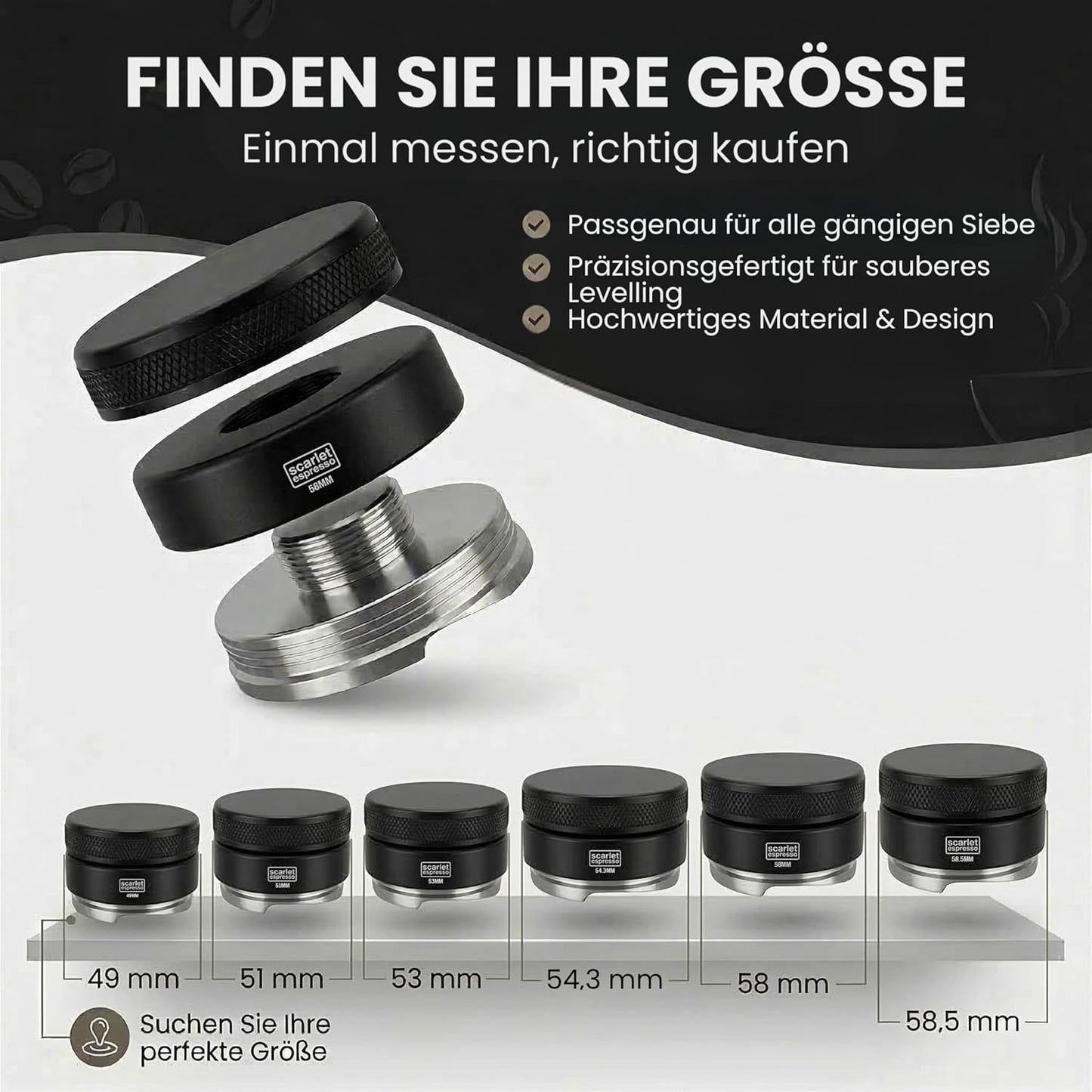 Kaffee-Distributor-Set mit Tamperablage Grande TRE, 58 mm, Set (58 mm + Tamperablage) Blau