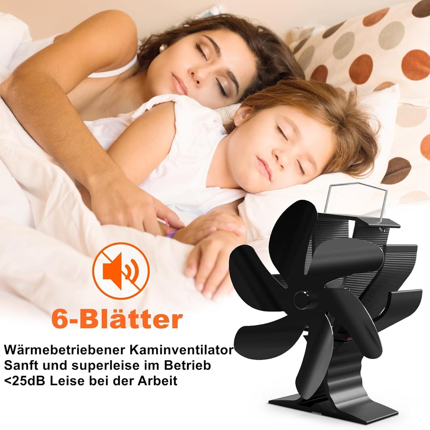 Wärmebetriebener Kaminventilator, Sechs-Blättern