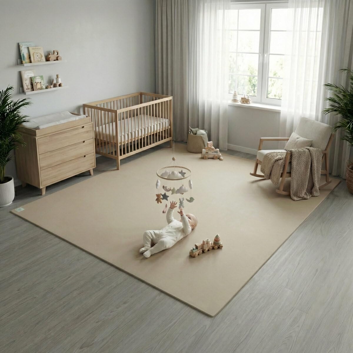 Anti-Rutsch Krabbelmatte, Sand / Beige 120x200 cm (1er Pack)