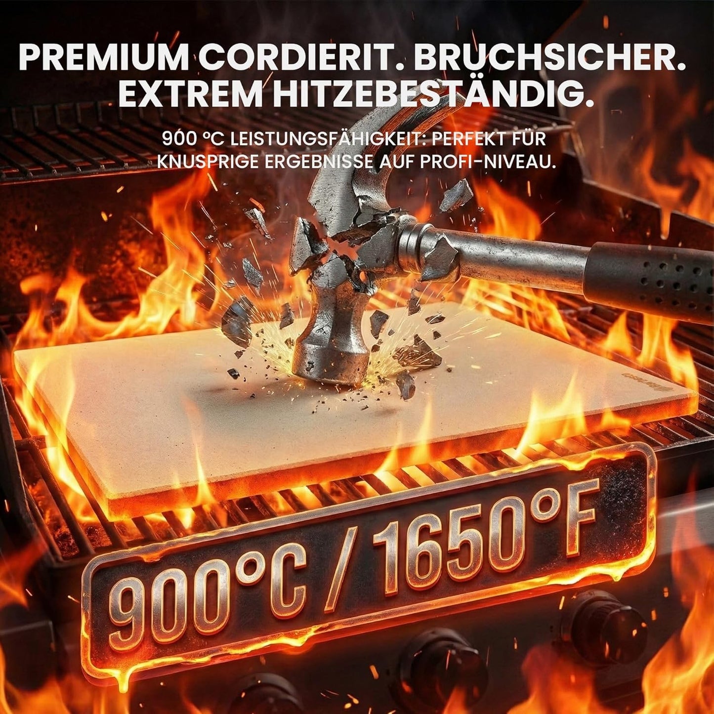 Pizzastein für Backofen & Grill mit Rezeptbuch, 38x30 cm