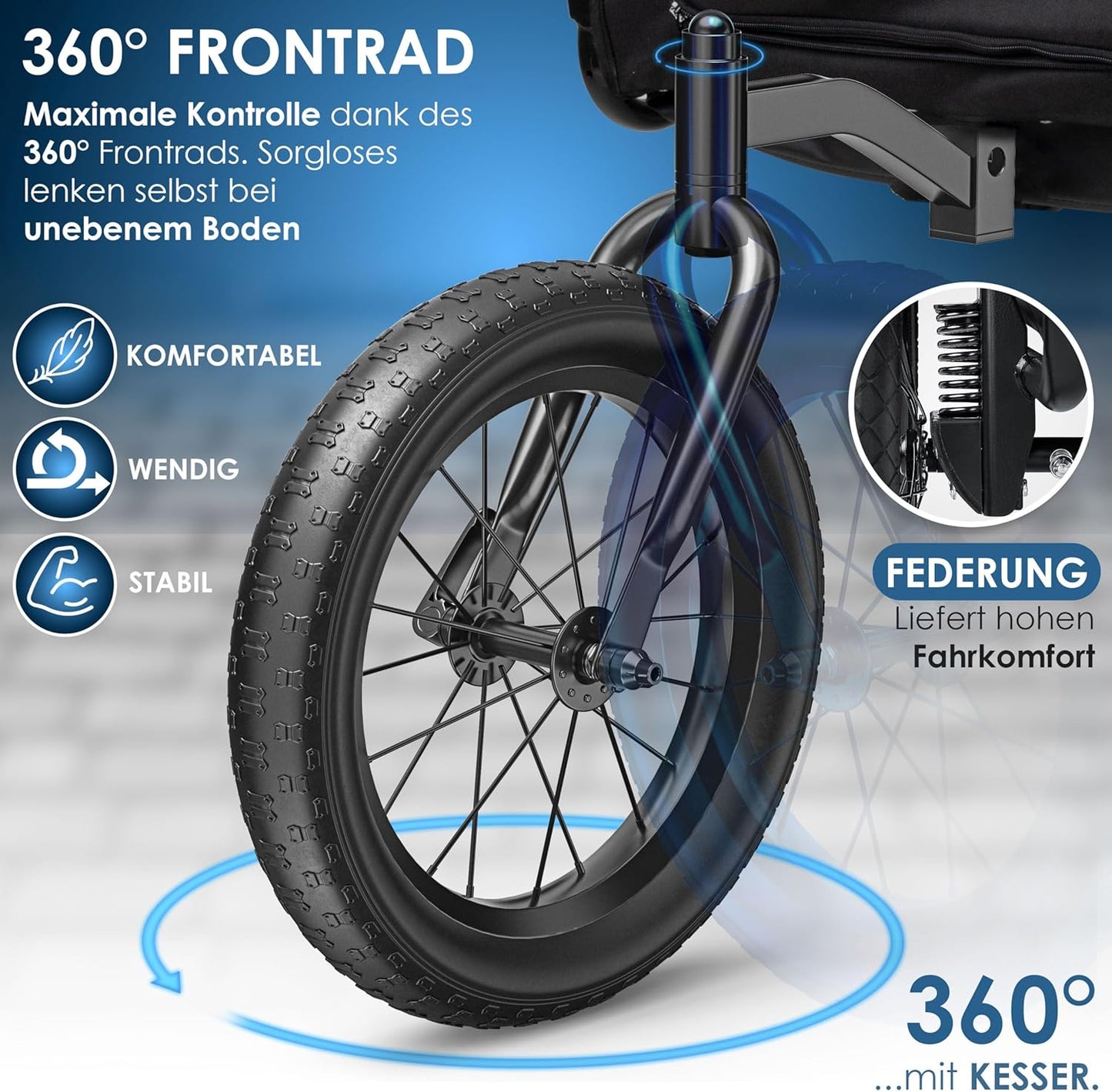 3-in-1 Hundeanhänger, Hundebuggy & Buggy, 40 kg belastbar, Grün