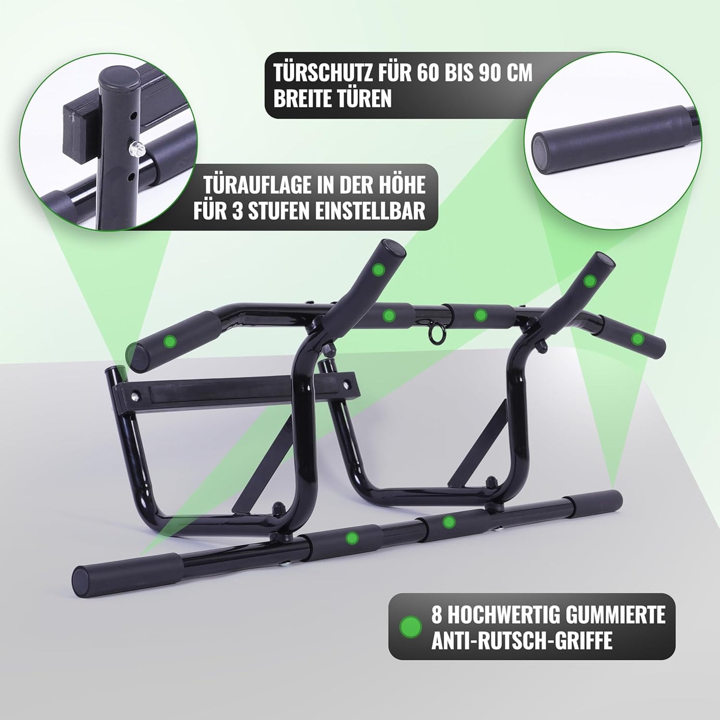 Klimmzugstange für Türrahmen (bis 90cm), Schwarz Profi Klimmzustange