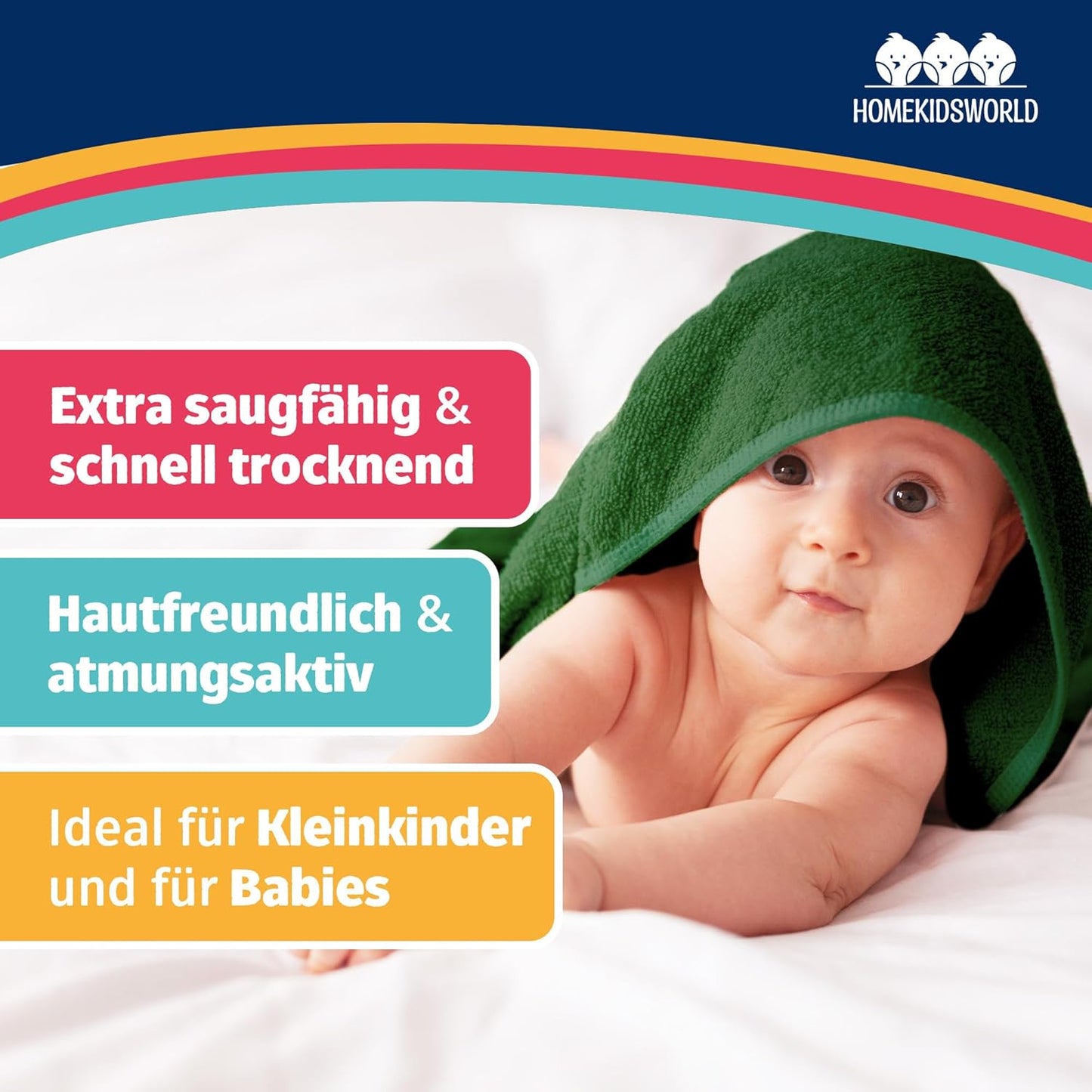 Kapuzenhandtuch für Babys & Kinder (100x100 cm), Grün