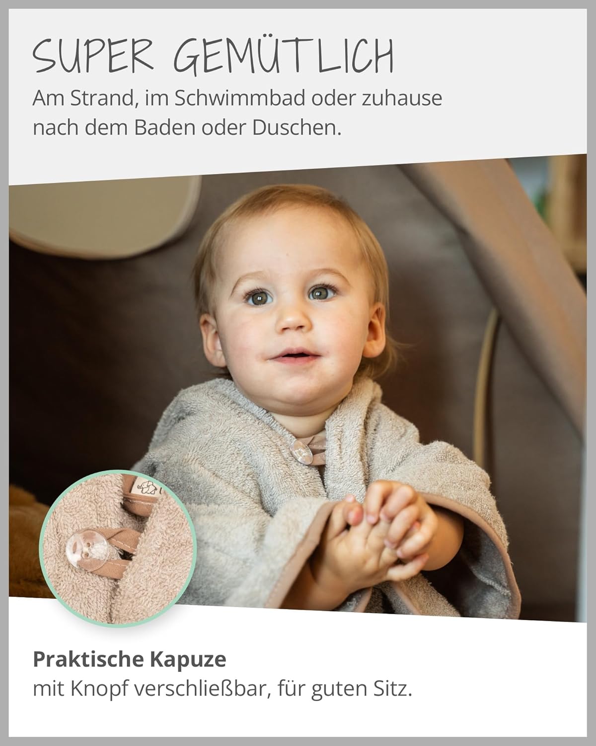 Badeponcho für Babys, Sand 1-3 Jahre