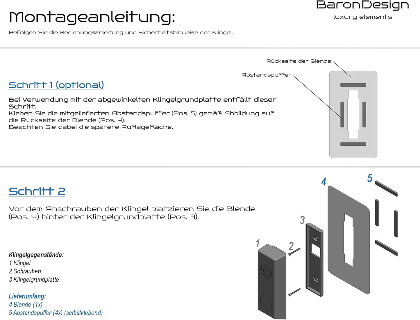 Klingelschild Abdeckung für Eufy Video Türklingel, Schwarz