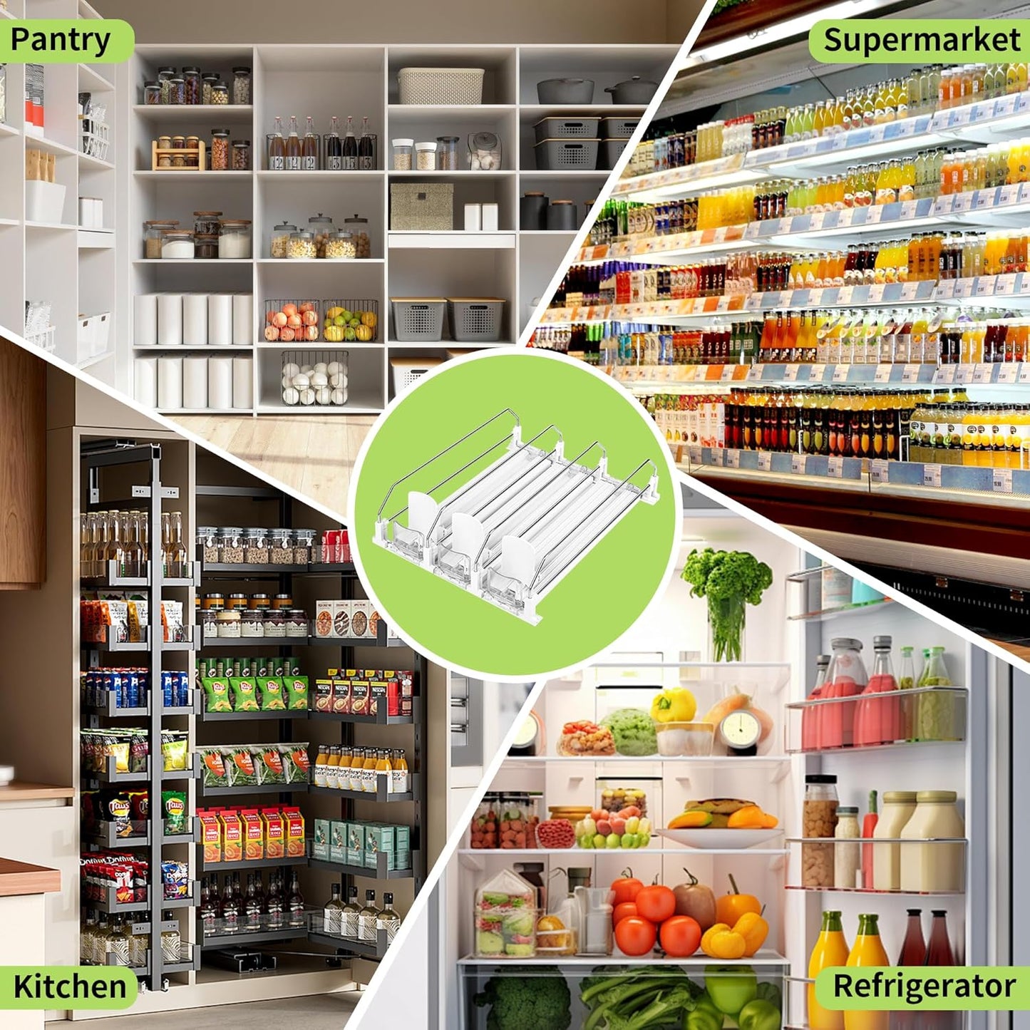 Kühlschrank-Organizer für Dosen (12 Stück, 3 Reihen), 31cm-3 Gruppen