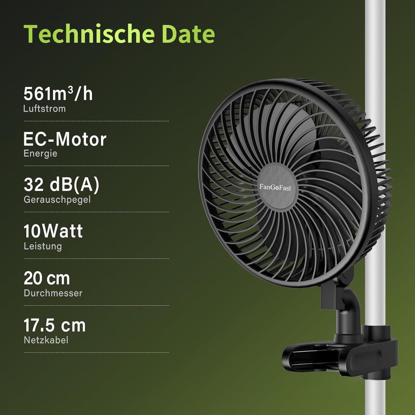 Oszillierender Grow Clip-Ventilator