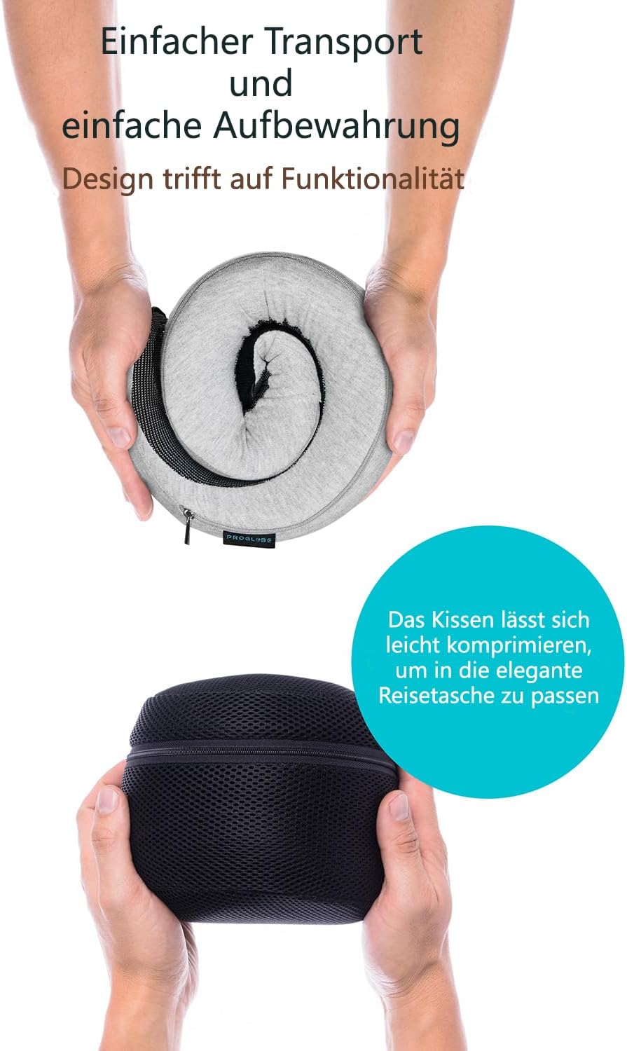 Nackenkissen und Schlafmaske, Grau
