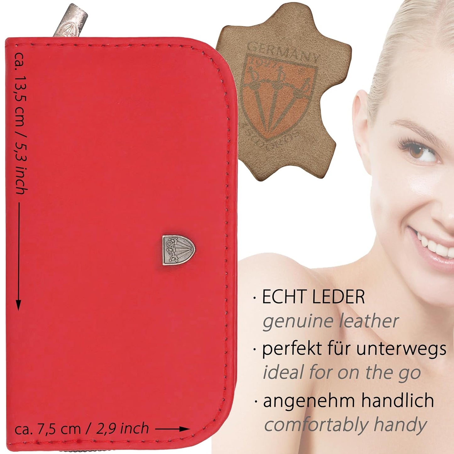 6-teiliges Nagelset "Verona", ROT - ECHT LEDER