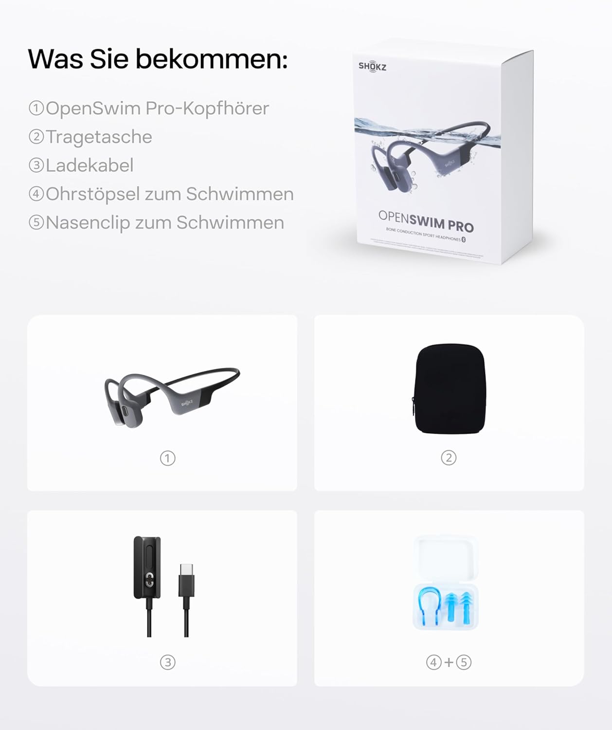 OpenSwim Pro, Kabelloses Laden Grau