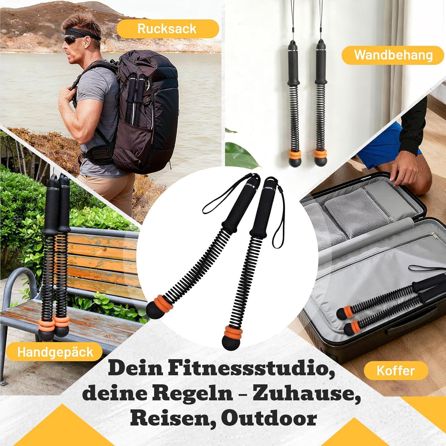 Verstellbare Seillose Battle Ropes, Schwarz