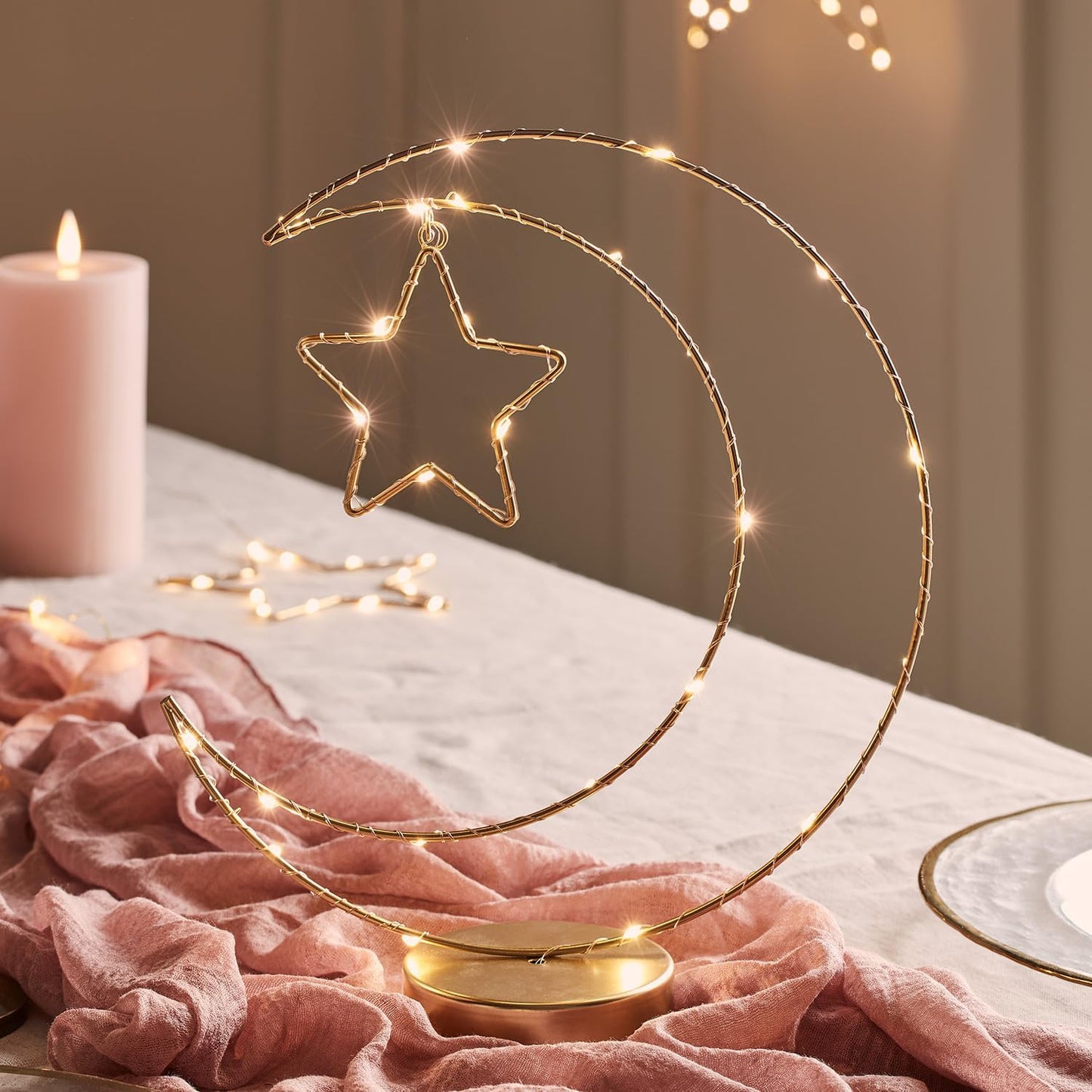 LED Halbmond-Stern Tischlampe mit Timer