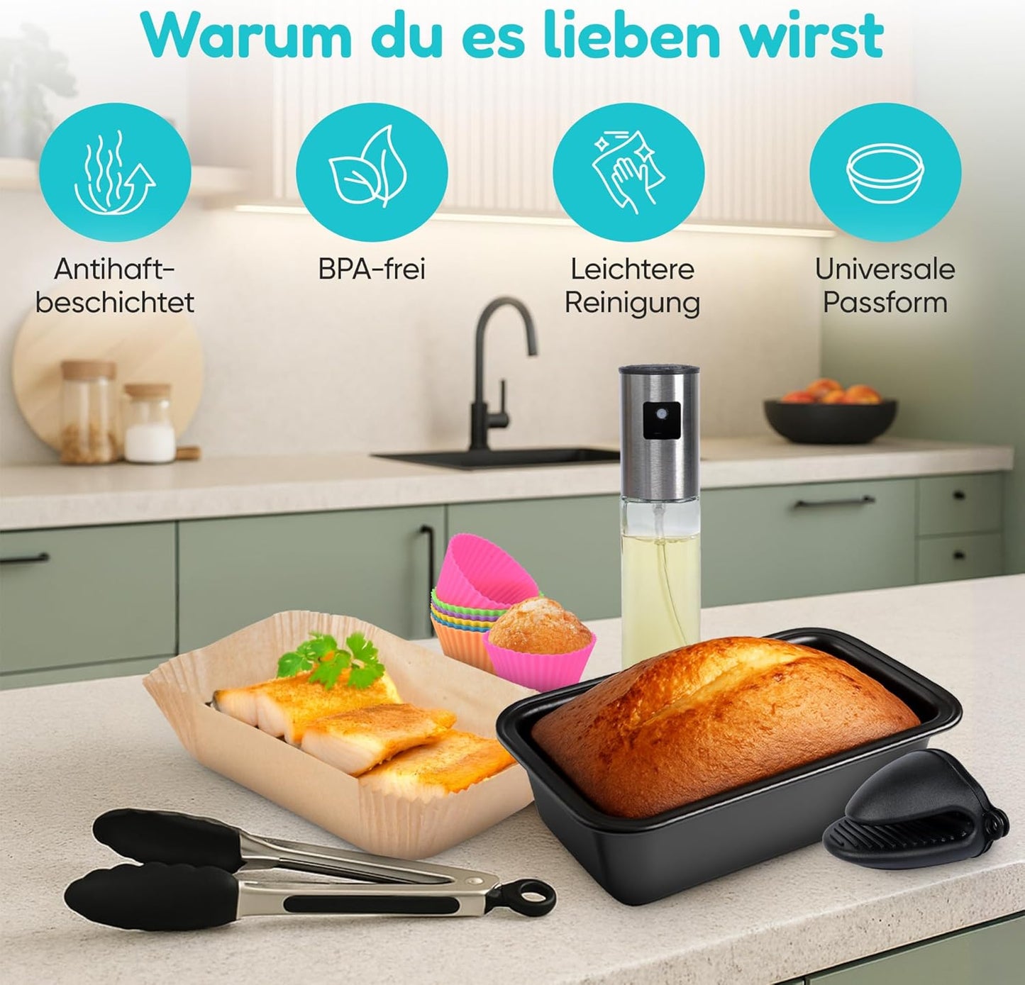 13-teiliges Airfryer Zubehör-Set für Ninja Foodi, Rechteckig , 2 Kammern