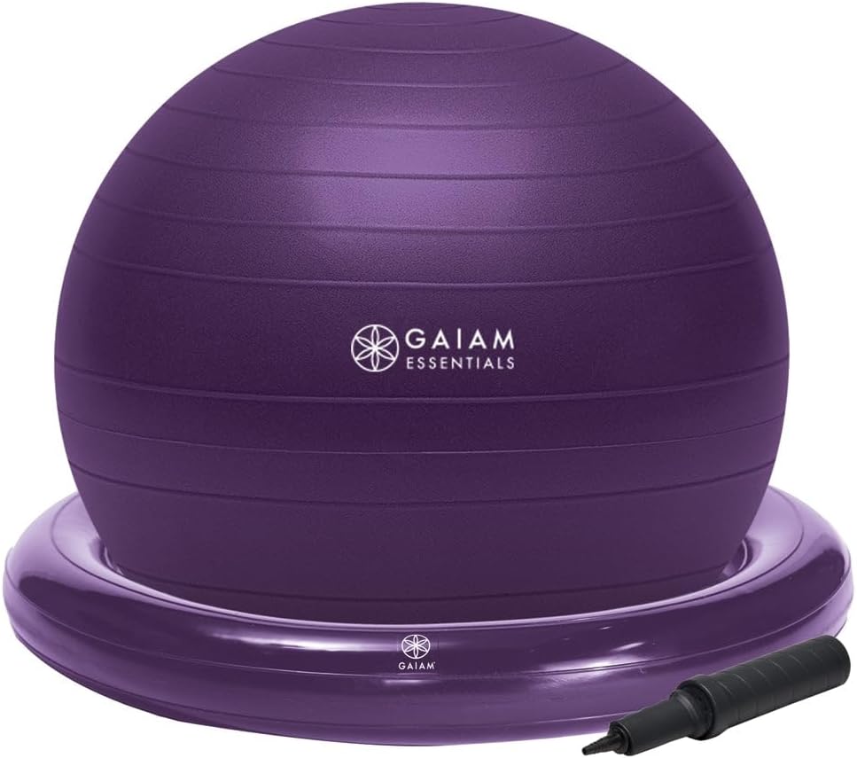 Balance Ball mit aufblasbarem Ringfuss, violett