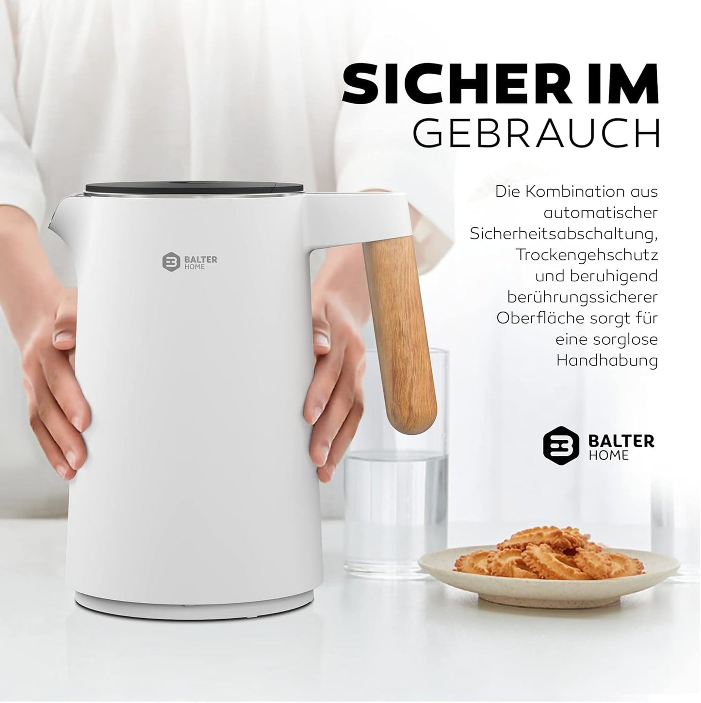 Wasserkocher mit Temperatureinstellung, Weiss
